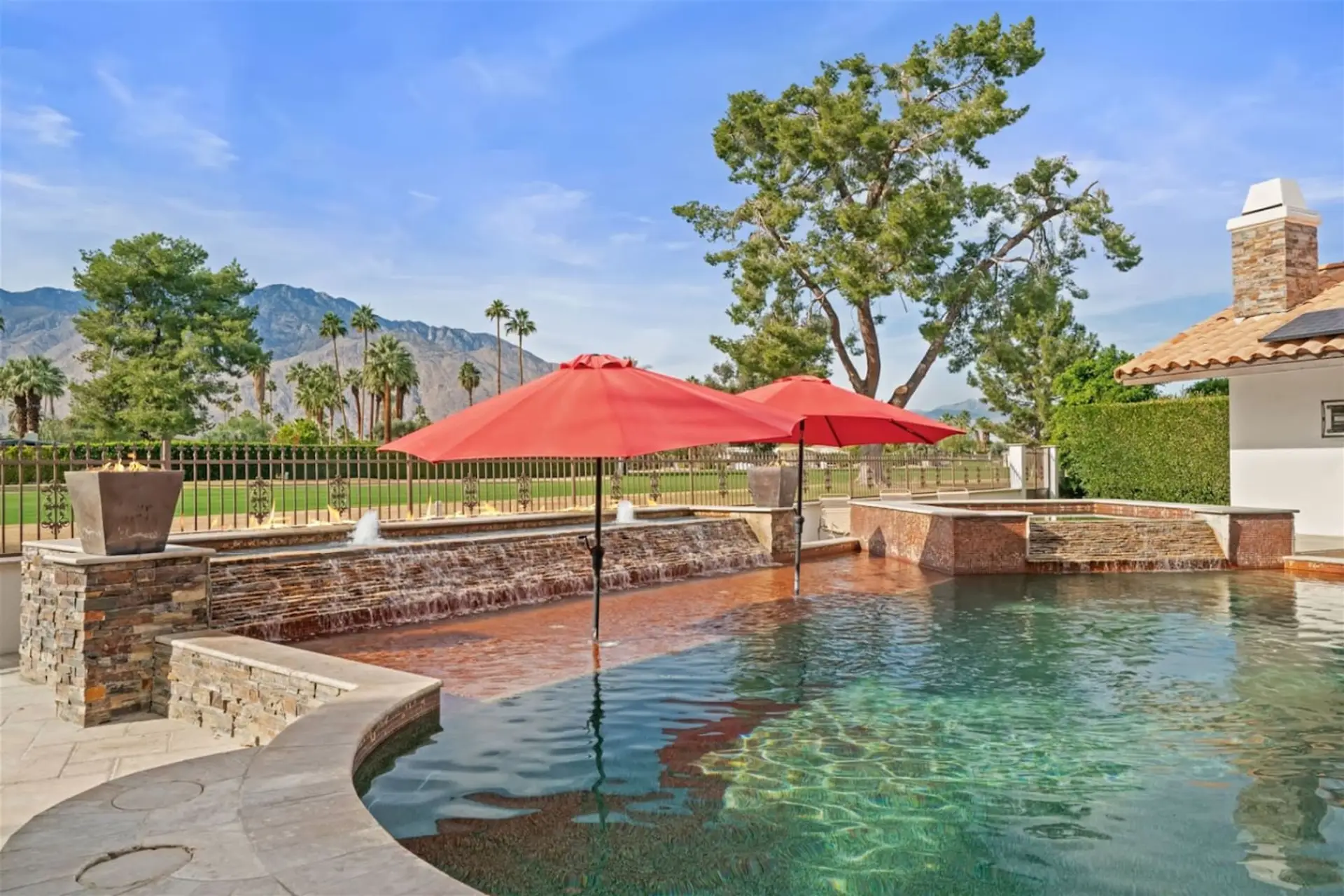 Umbrella shades in the pool