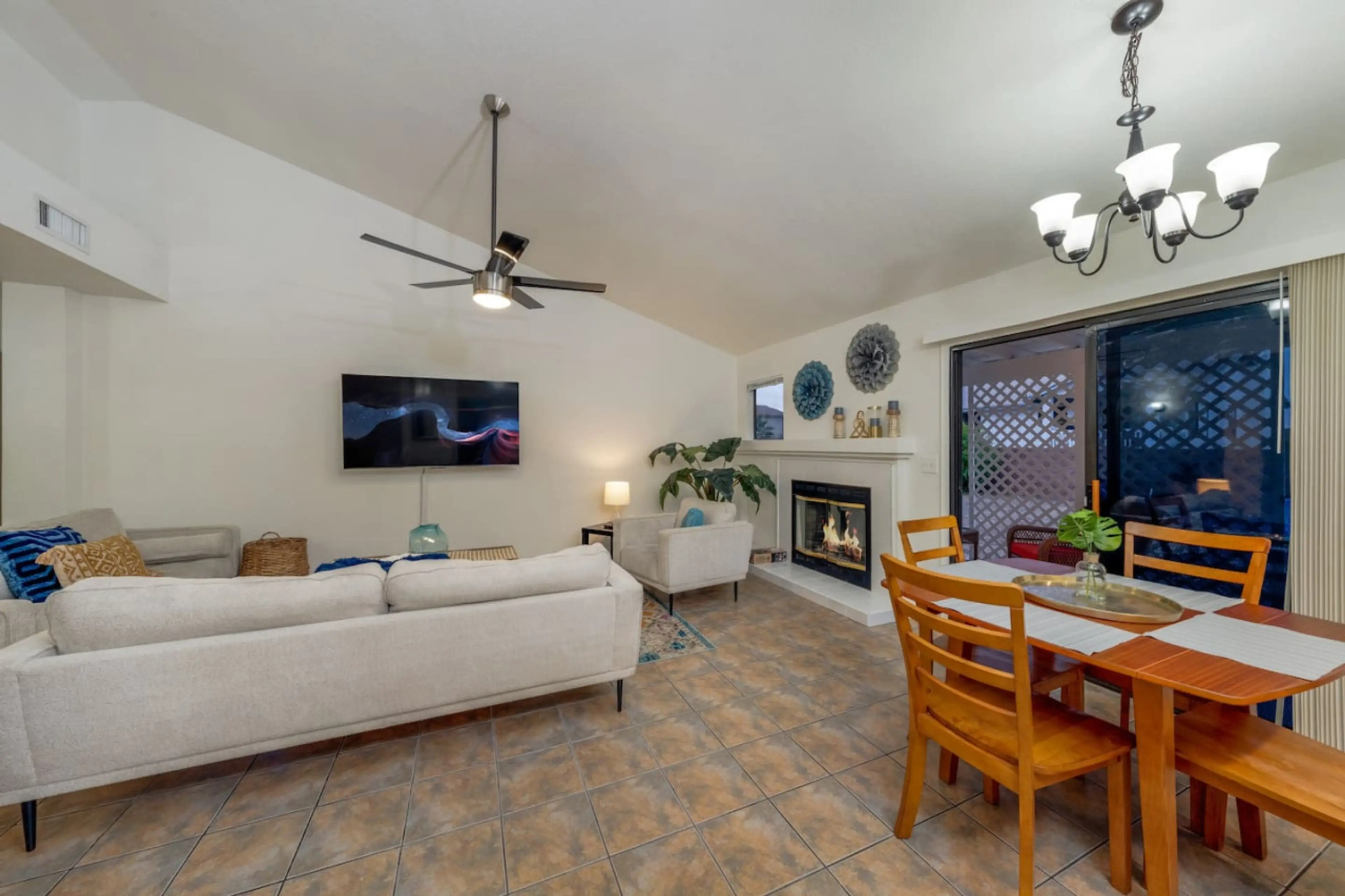 View of living room and dining area from kitchen