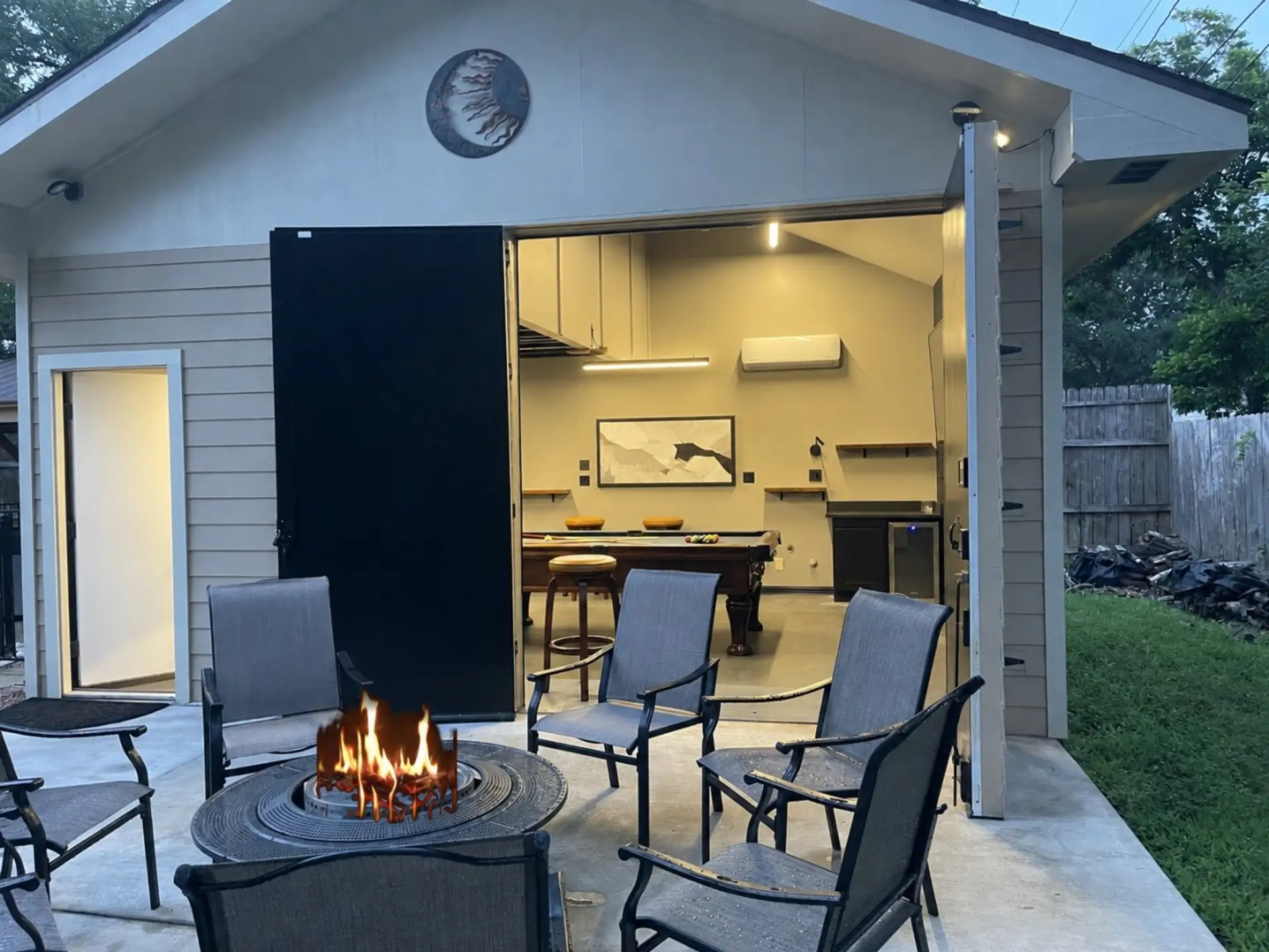 From Fire Pit looking into Recreation Room