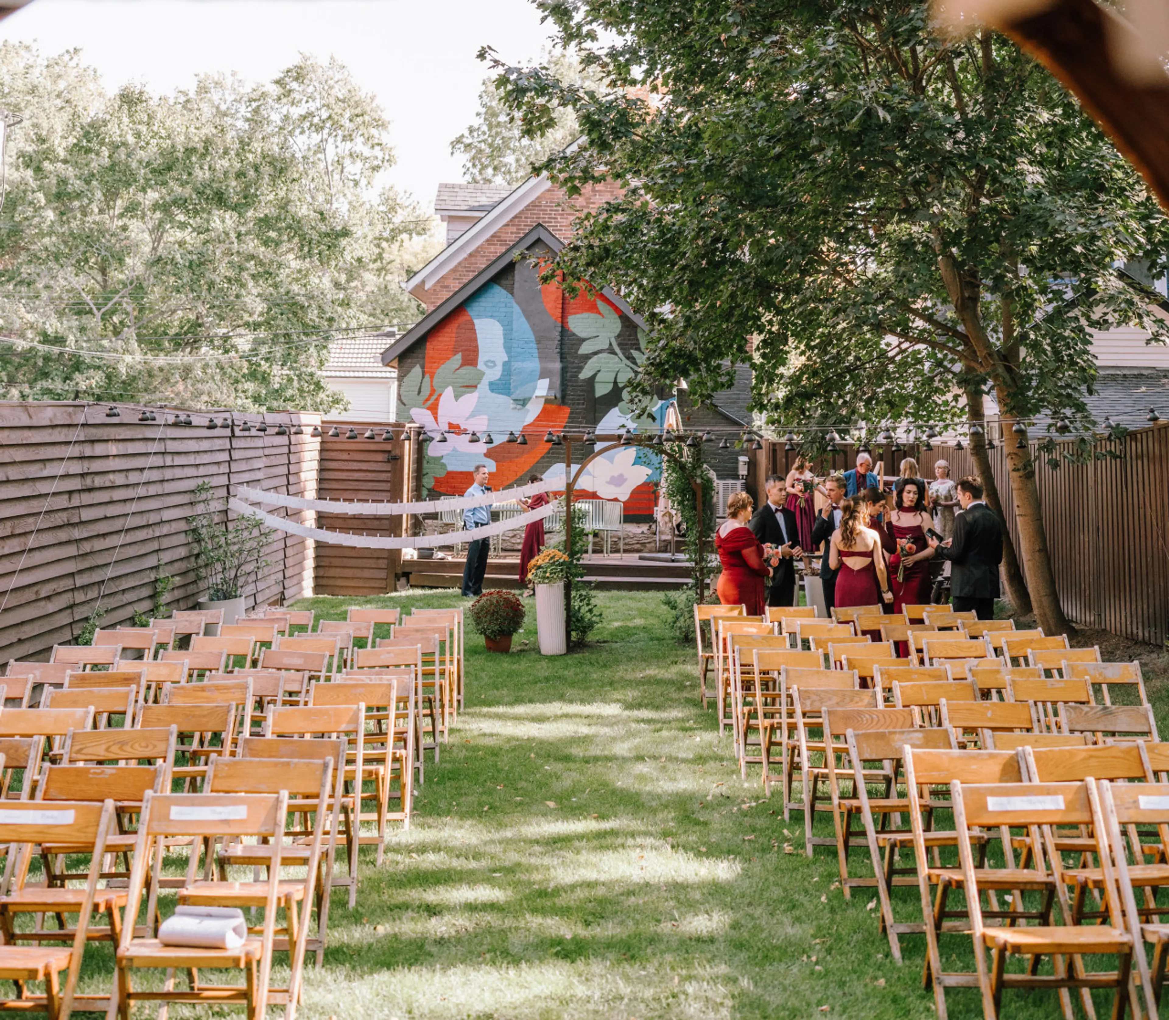 An extra large private backyard, tucked in behind Picton's Main Street, just steps from some of the best restaurants in The County. Please contact us for information about our event and wedding packages.