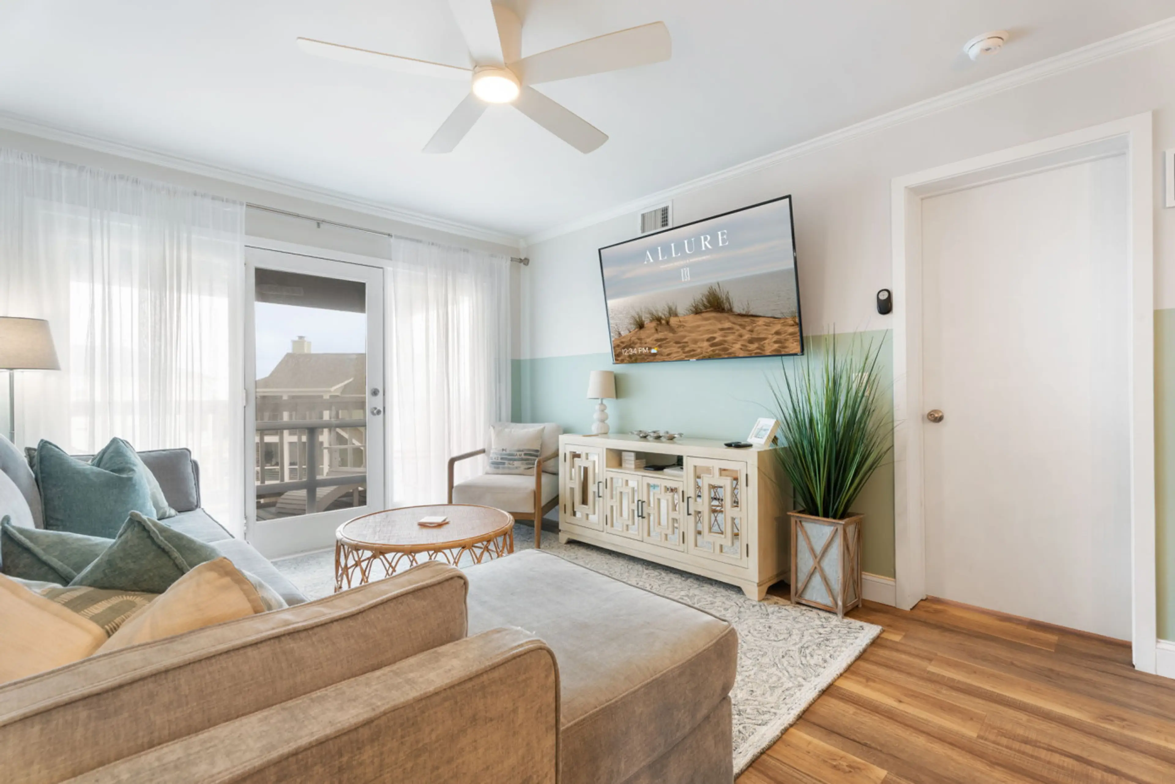 Natural light shining through the open living room