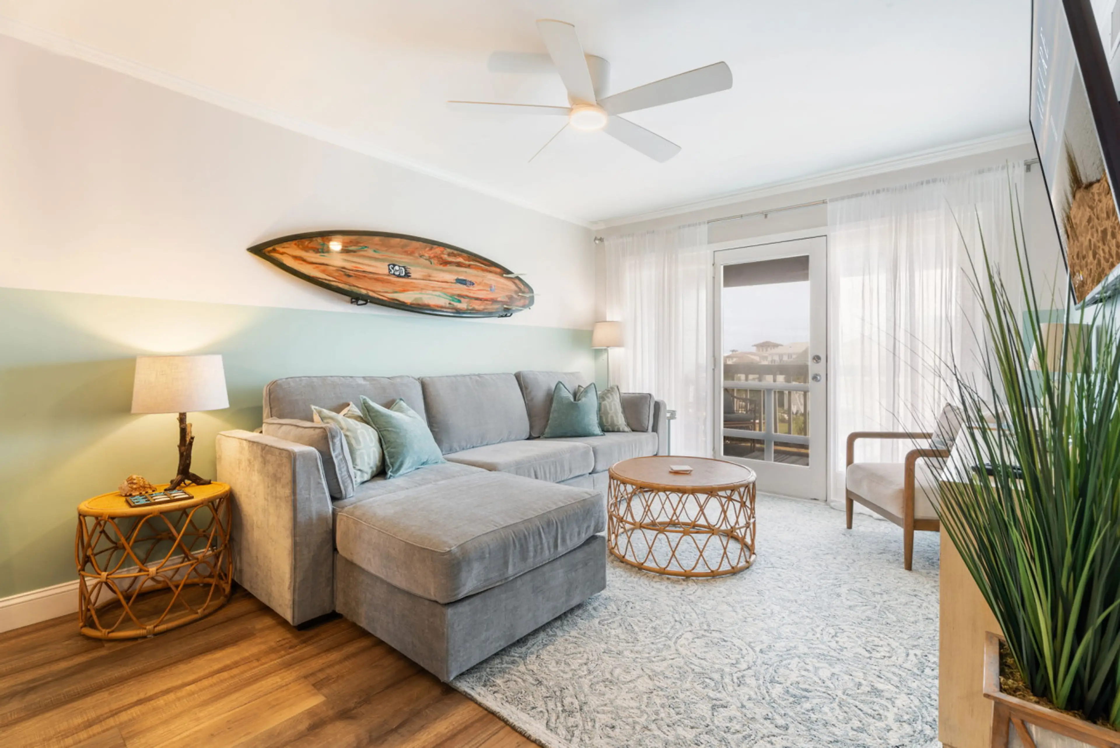 Large smart TV in living room