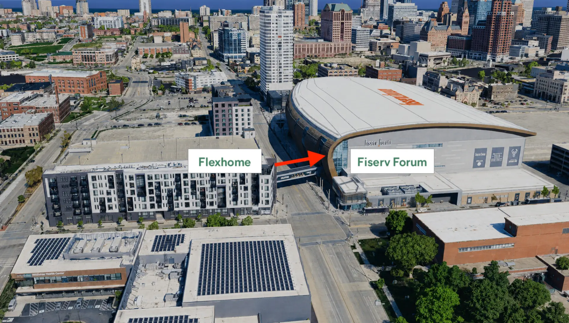 Stay right in the action with an attached and enclosed skywalk leading directly to Fiserv Forum