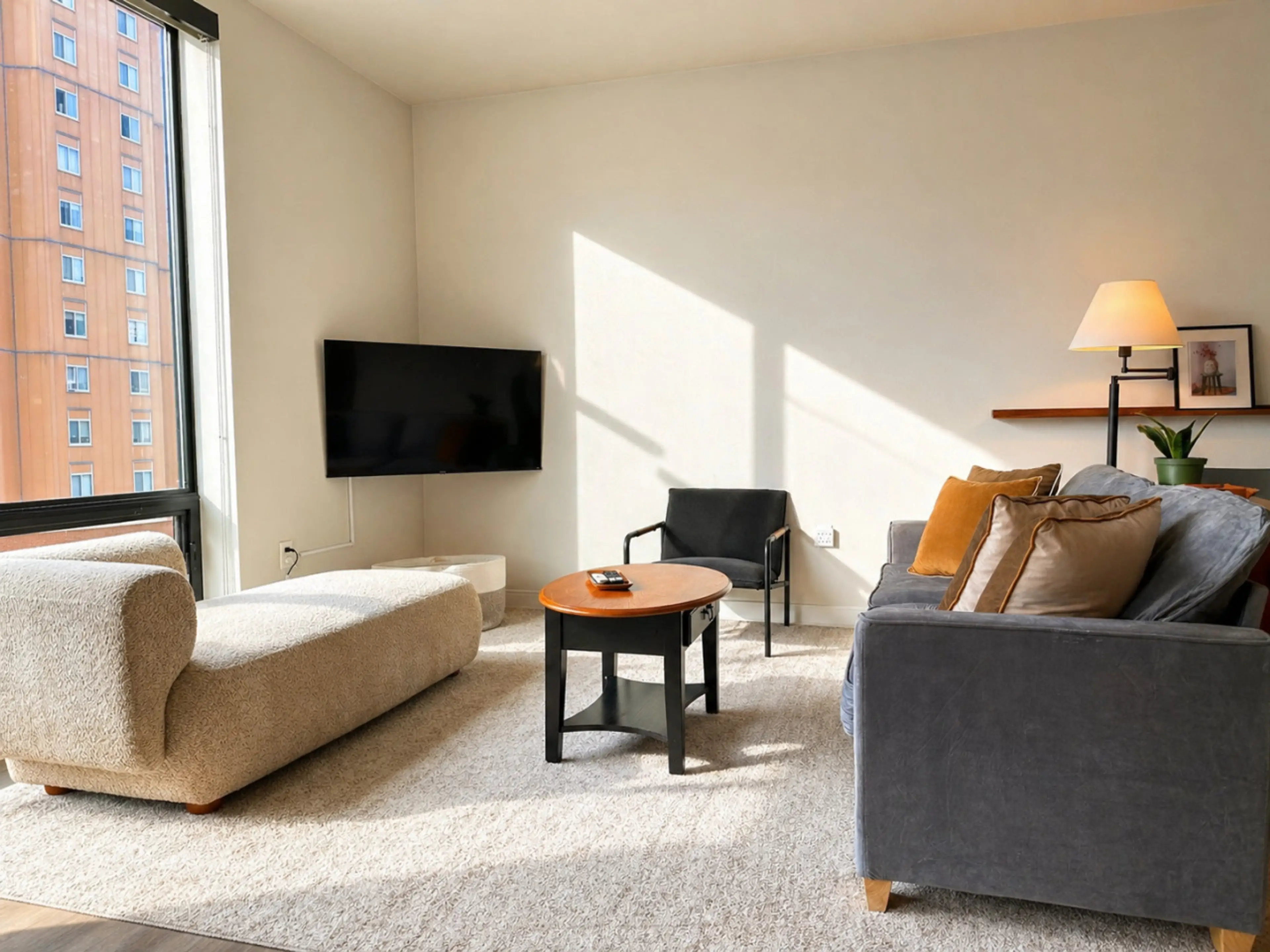 Sun-drenched living area with direct access to your private balcony