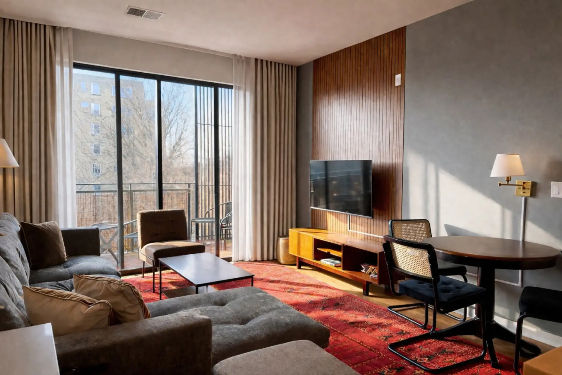 An open, light-filled space perfect for work, rest, and some fresh air on your private balcony