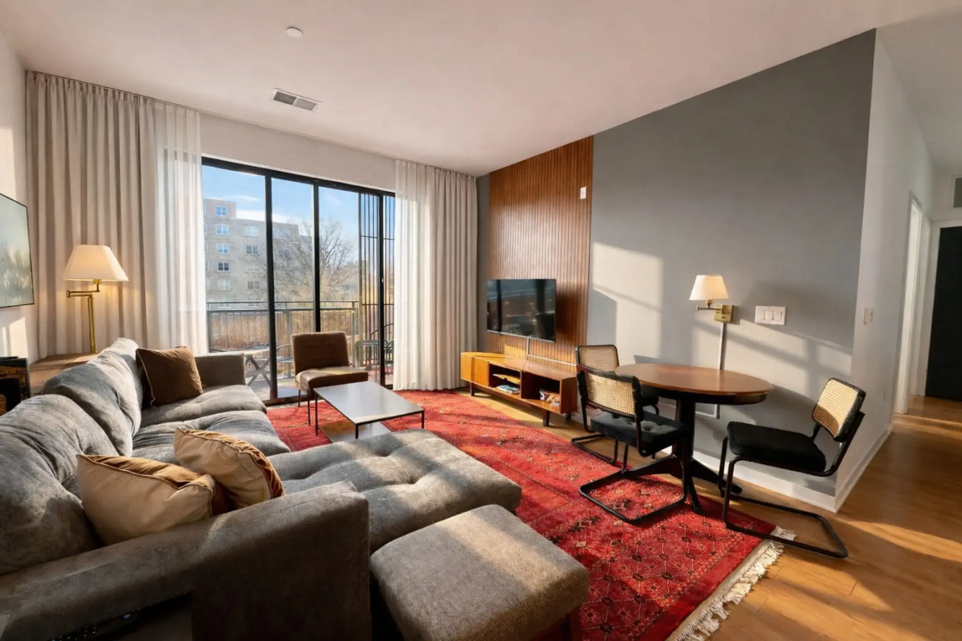 An open, light-filled space perfect for work, rest, and some fresh air on your private balcony