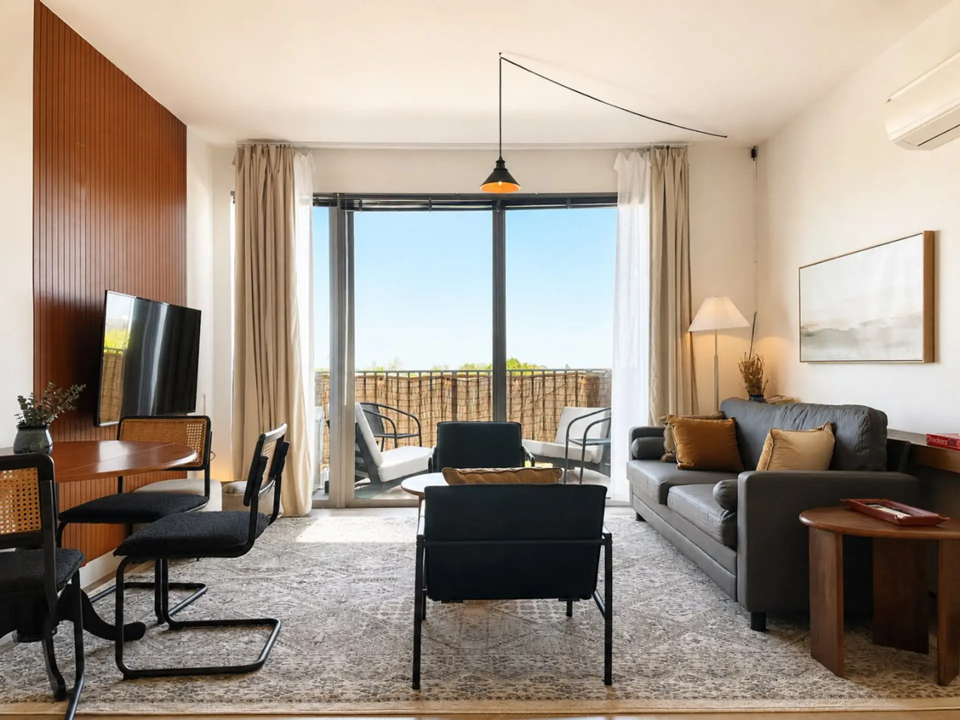 An open, light-filled space perfect for work, rest, and some fresh air on your private balcony