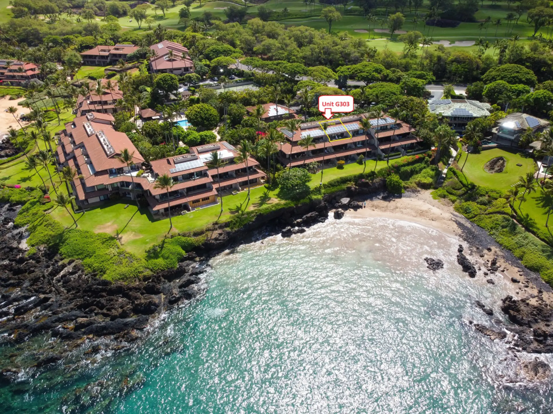 Birds Eye view of our unit overlooking Changs Beach