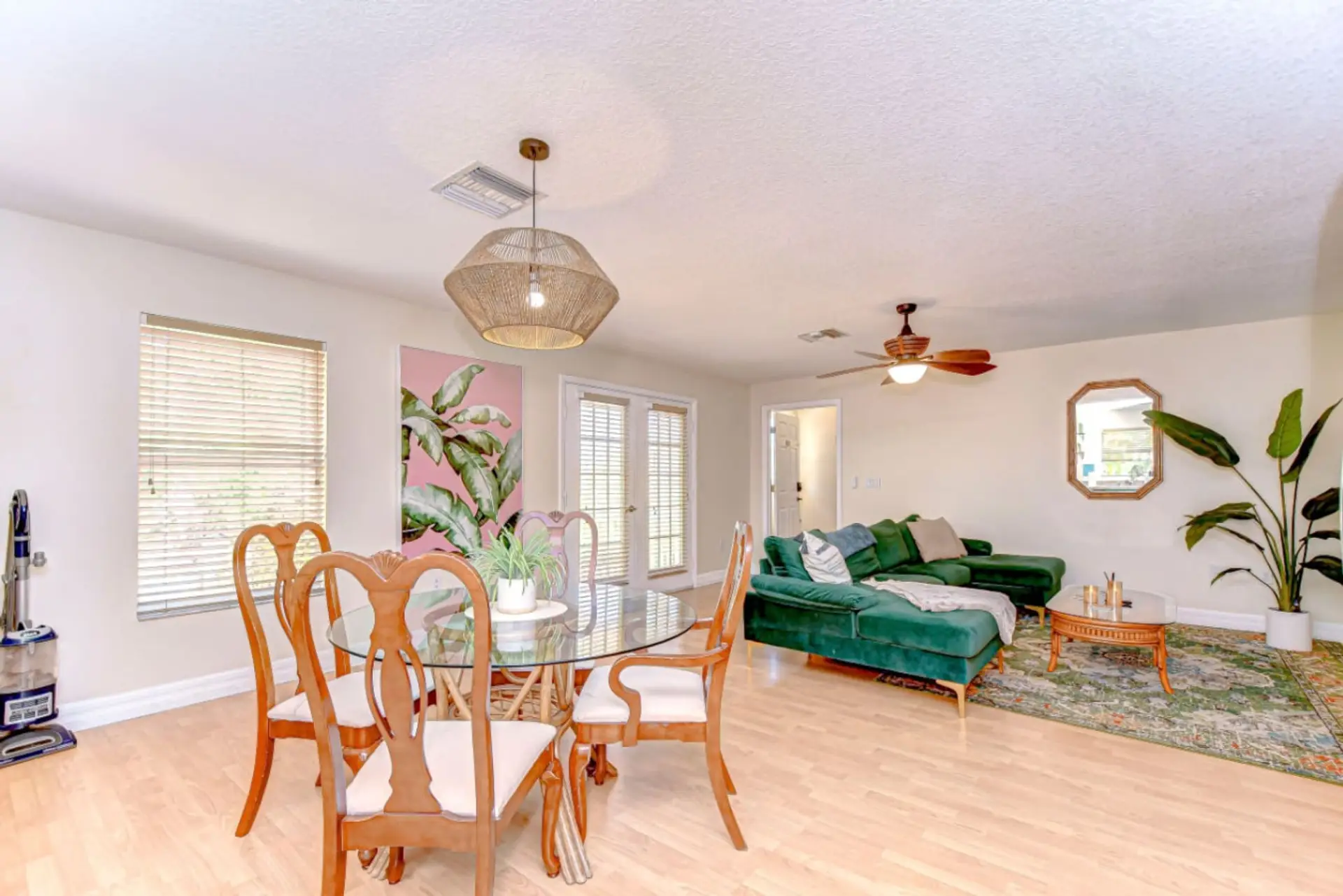 Dining for four just off the living room area