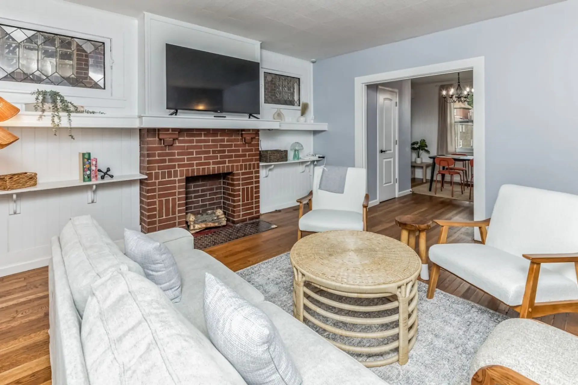 Living room with TV and comfy seating arrangement