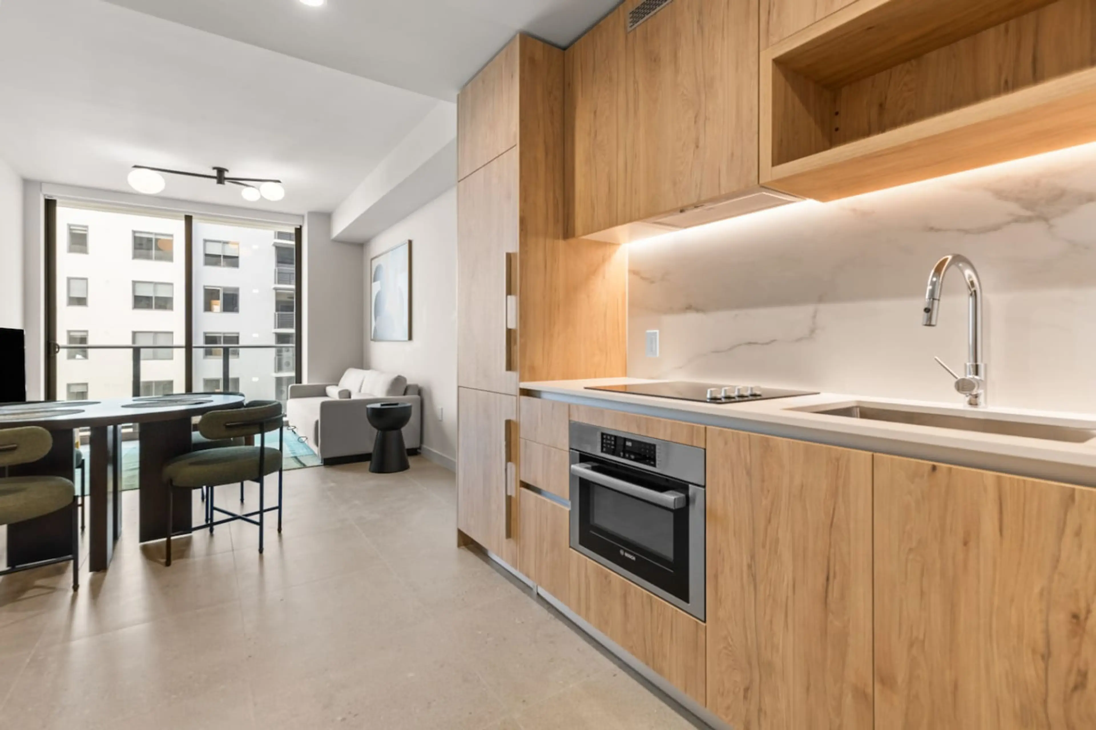 Fully equipped kitchen with modern appliances