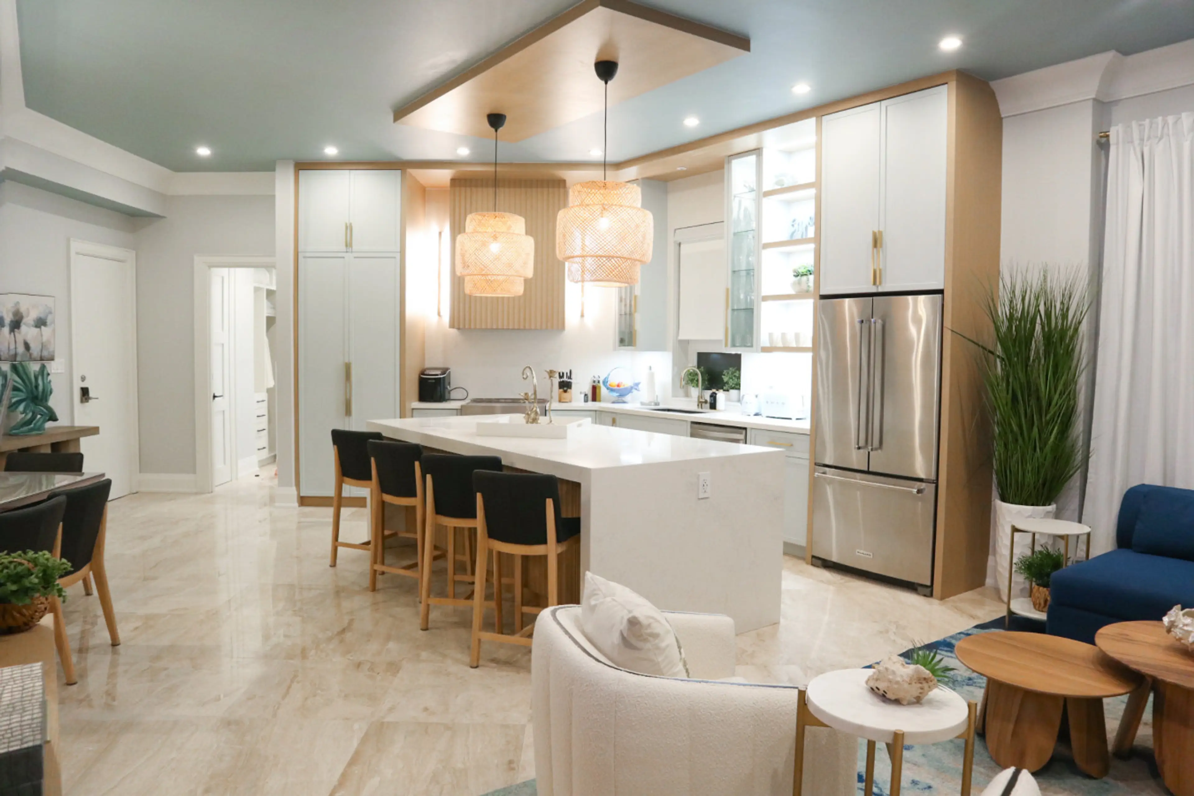 Modern open-air kitchen with full appliances and sleek finishes — perfect for easy, relaxed vacation cooking.