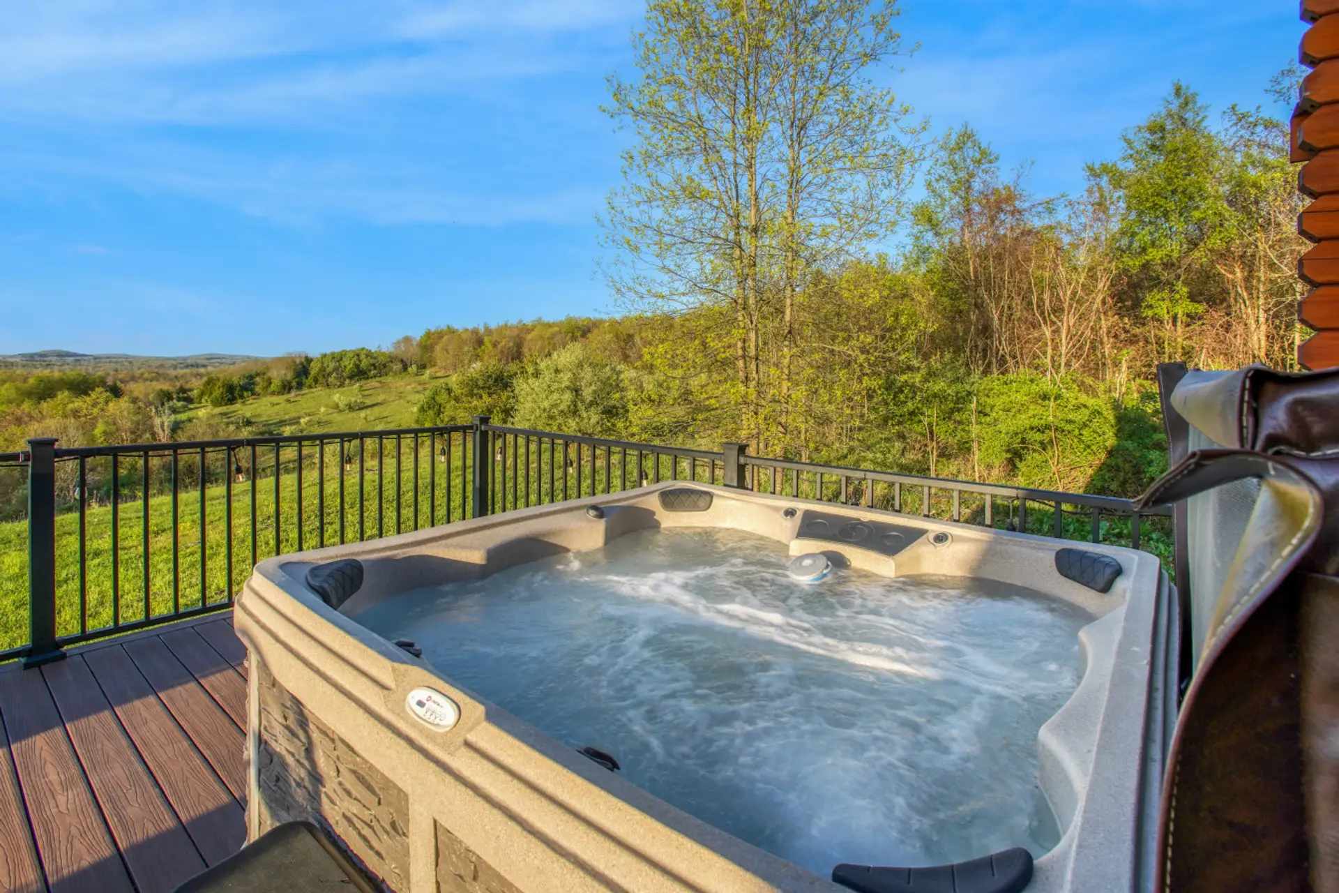 Private hot tub on a scenic deck