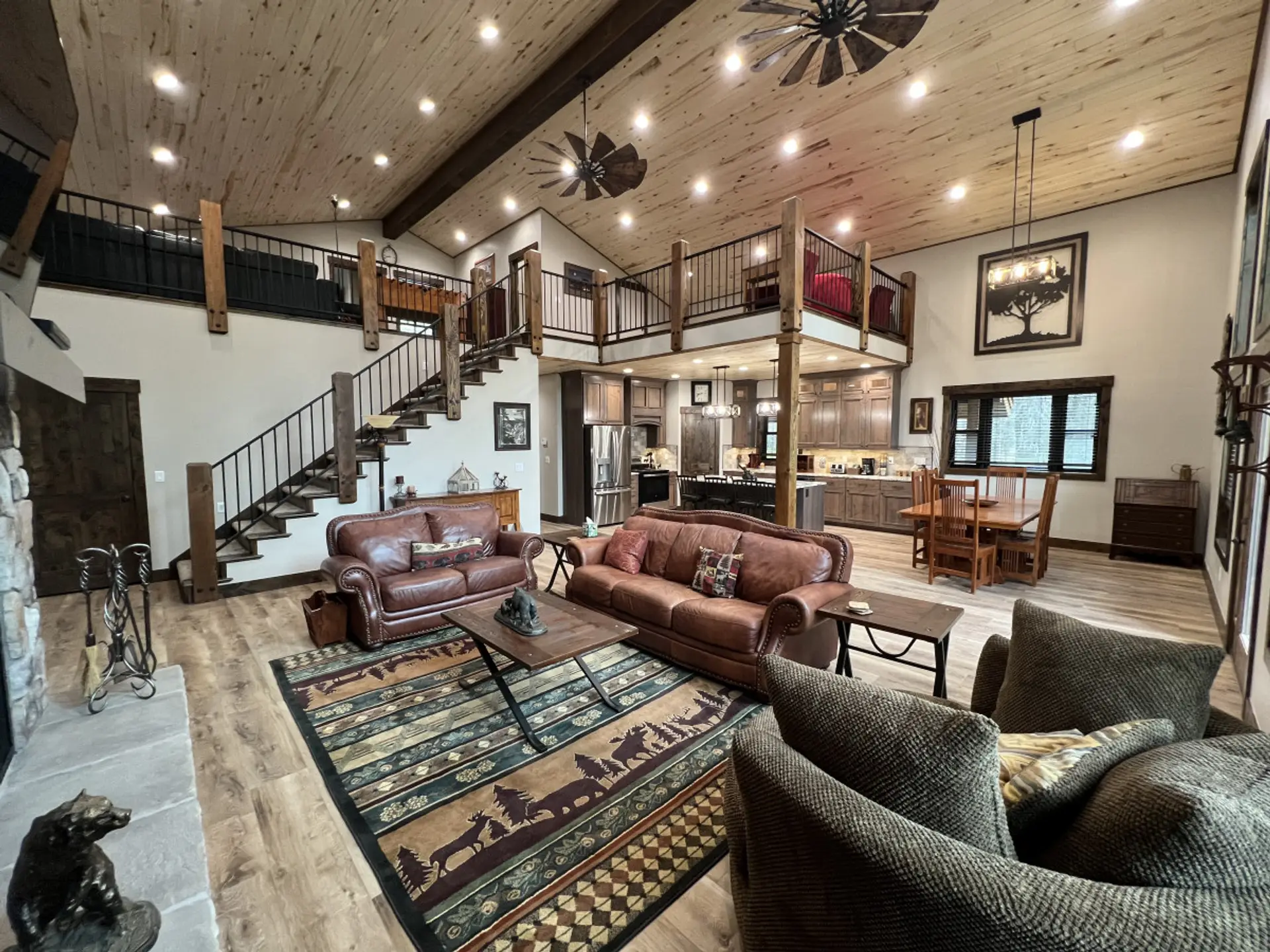 Spacious living room with gas fireplace