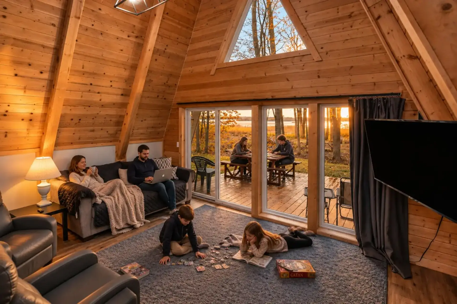 Cabin Interior Cozy Family