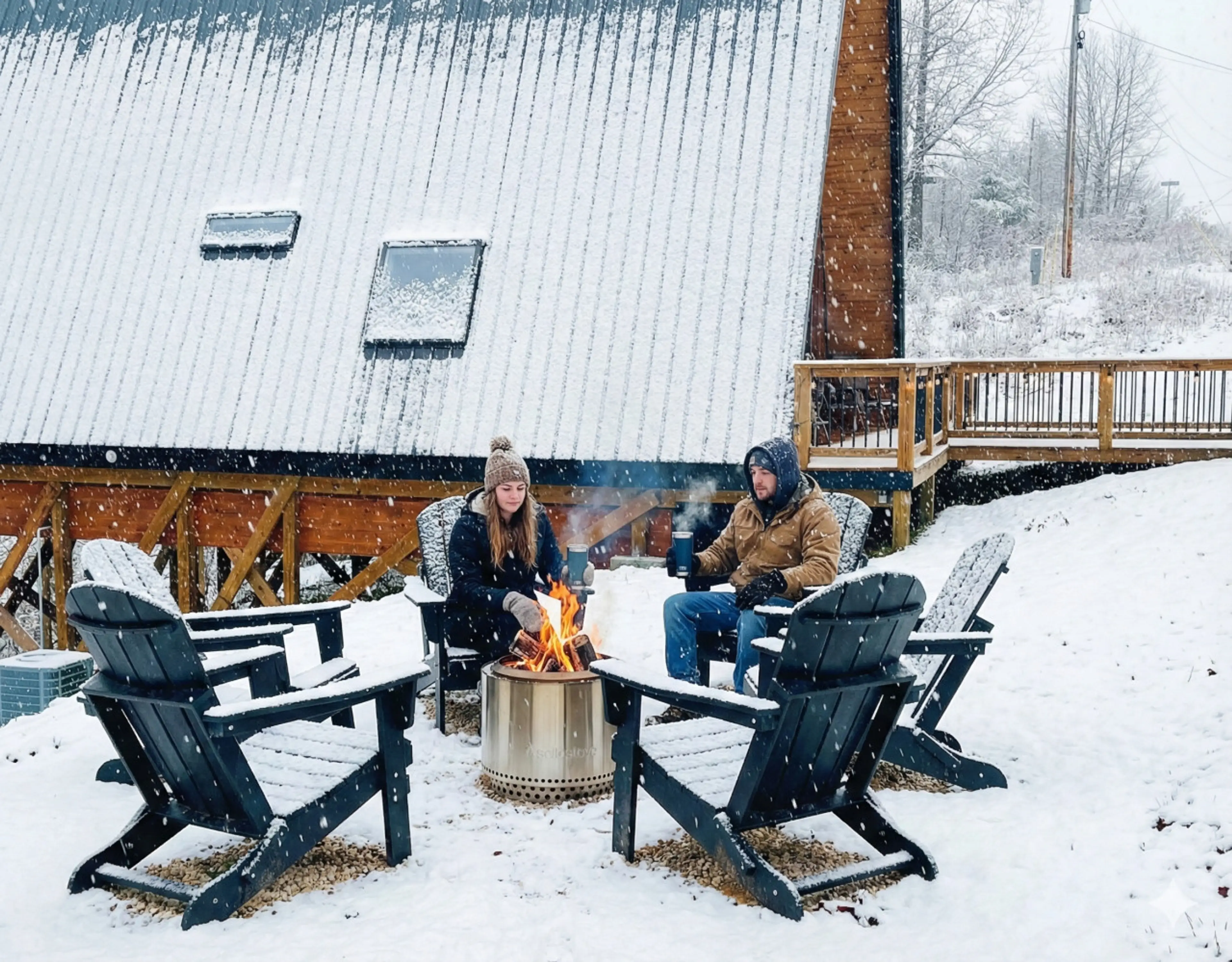 Evenings under the stars at the fire pit with Adirondack chairs.