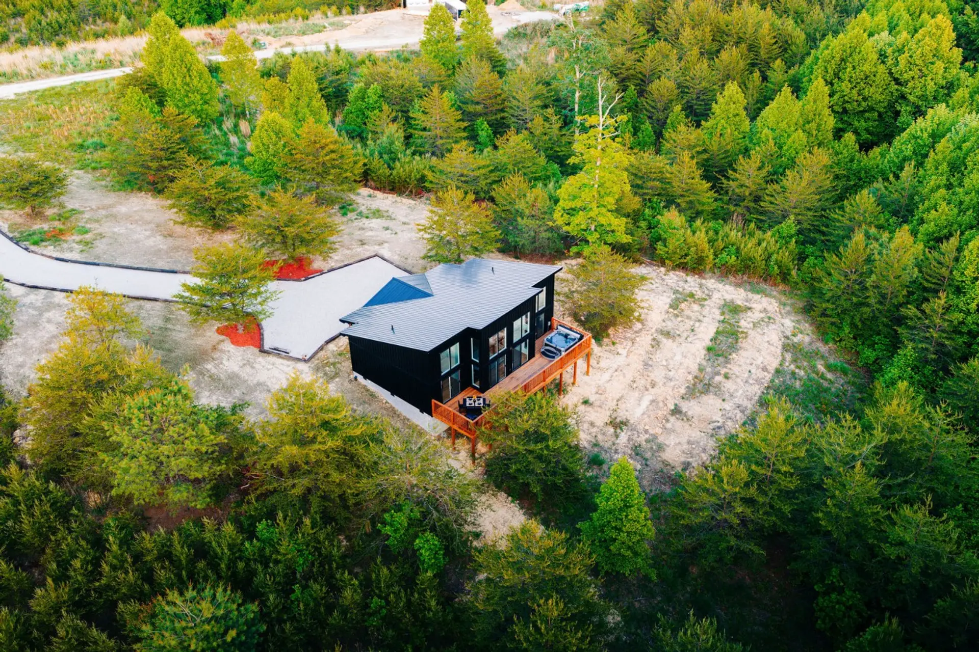 Your cozy cabin hideaway sits tucked among treetops, giving couples a peaceful forest retreat from the moment you arrive
