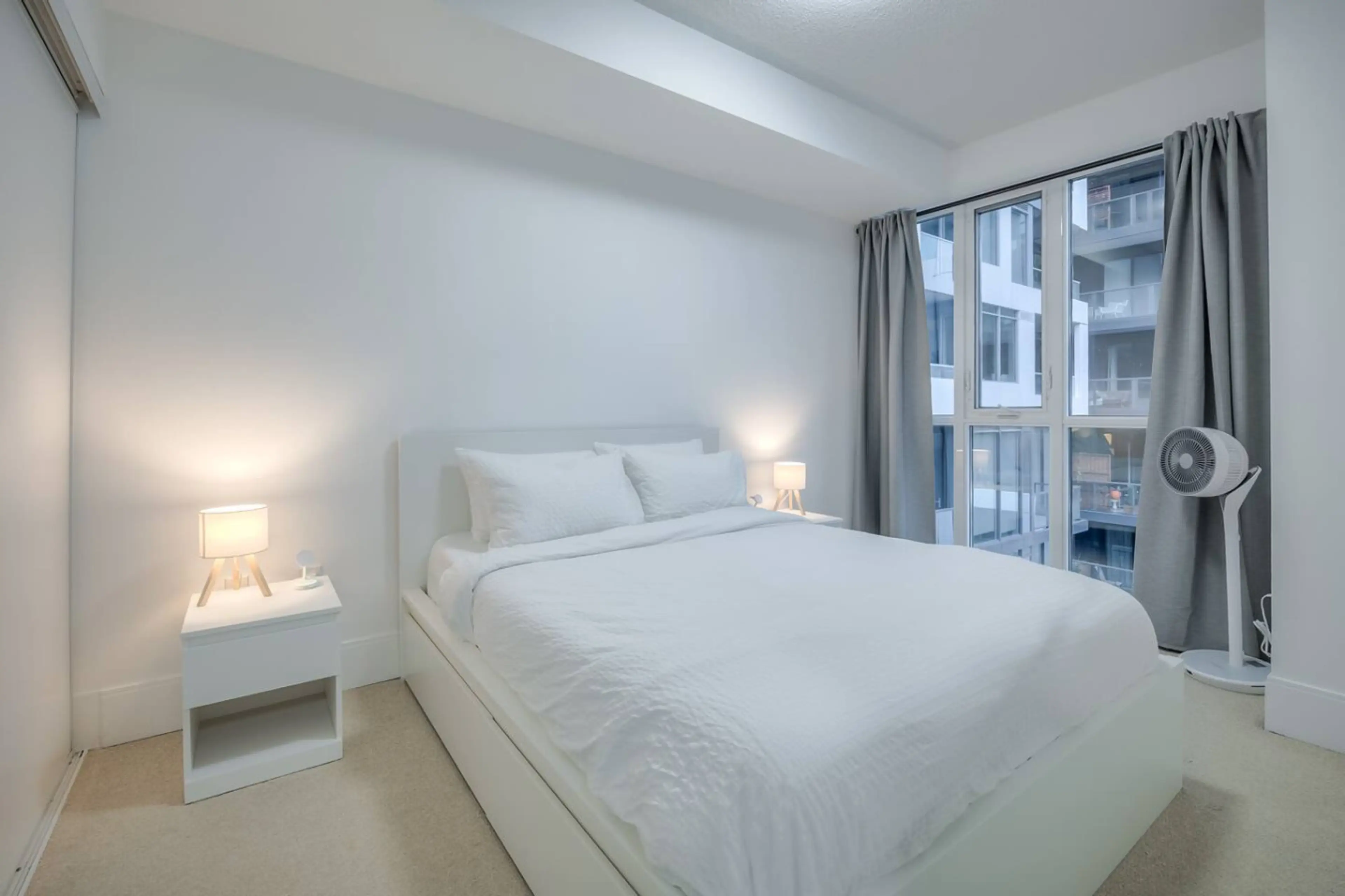 Cozy bedroom with hotel-quality linens for a restful night’s sleep.