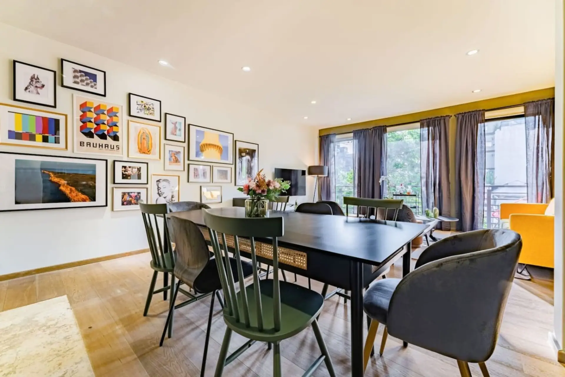 A dining table for 8 guests