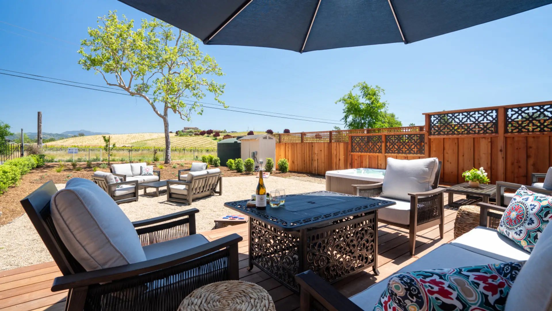 Outdoor patio surrounded by Sonoma County's rolling golden hills