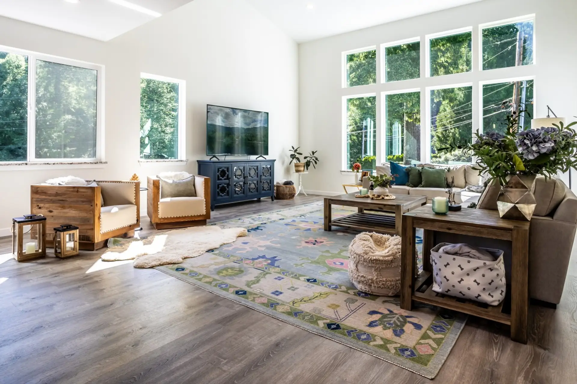 Living Room is bright, comfortable and has enough seating for everyone