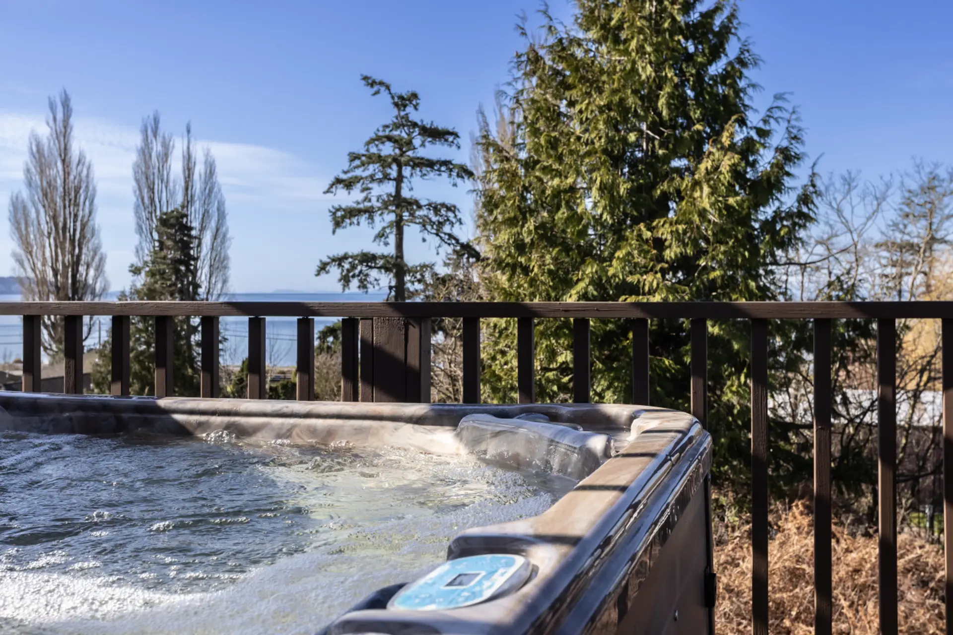 View from the hot tub on the back deck