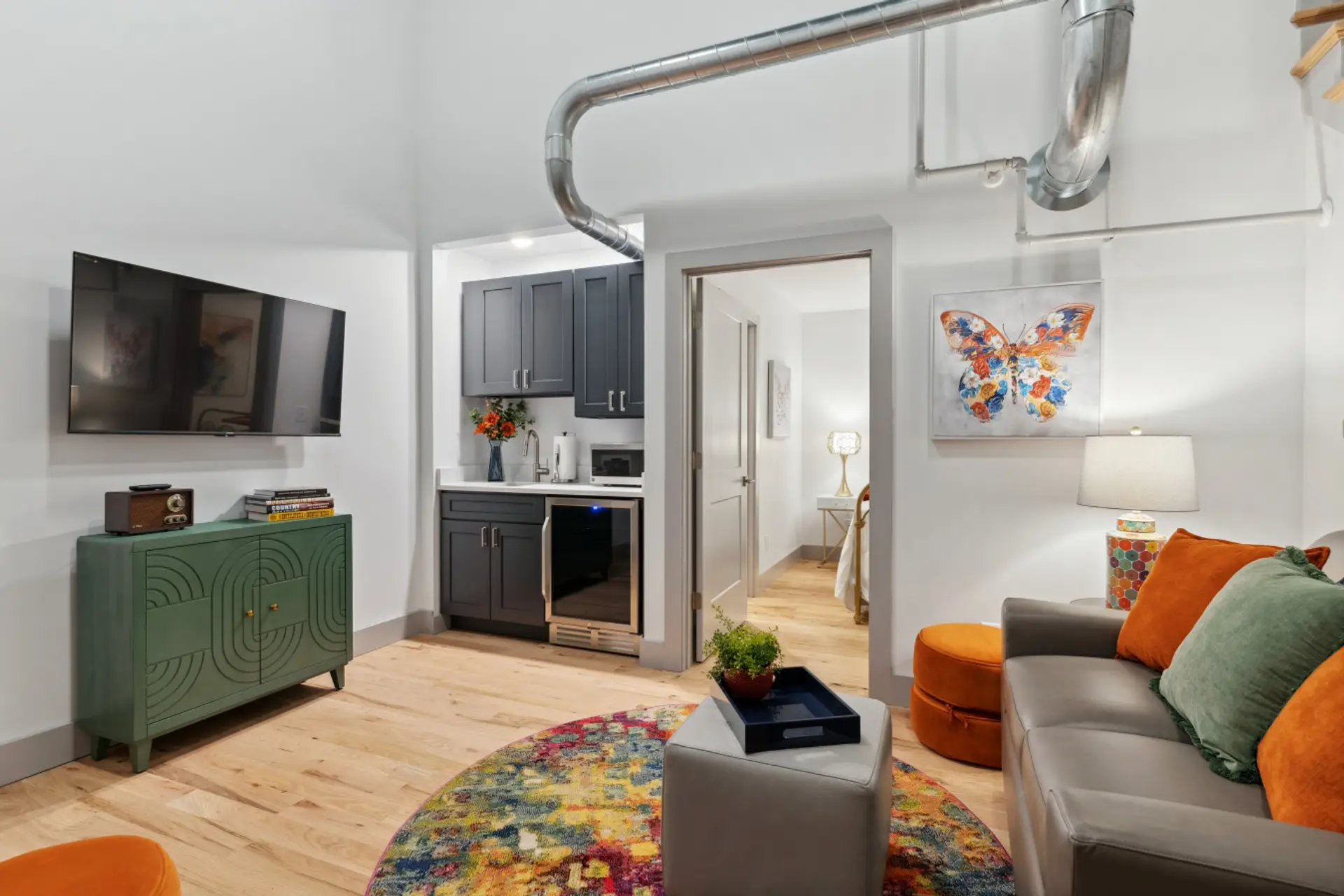 Wetbar:  Mini fridge, microwave, coffee maker and other basic needs.