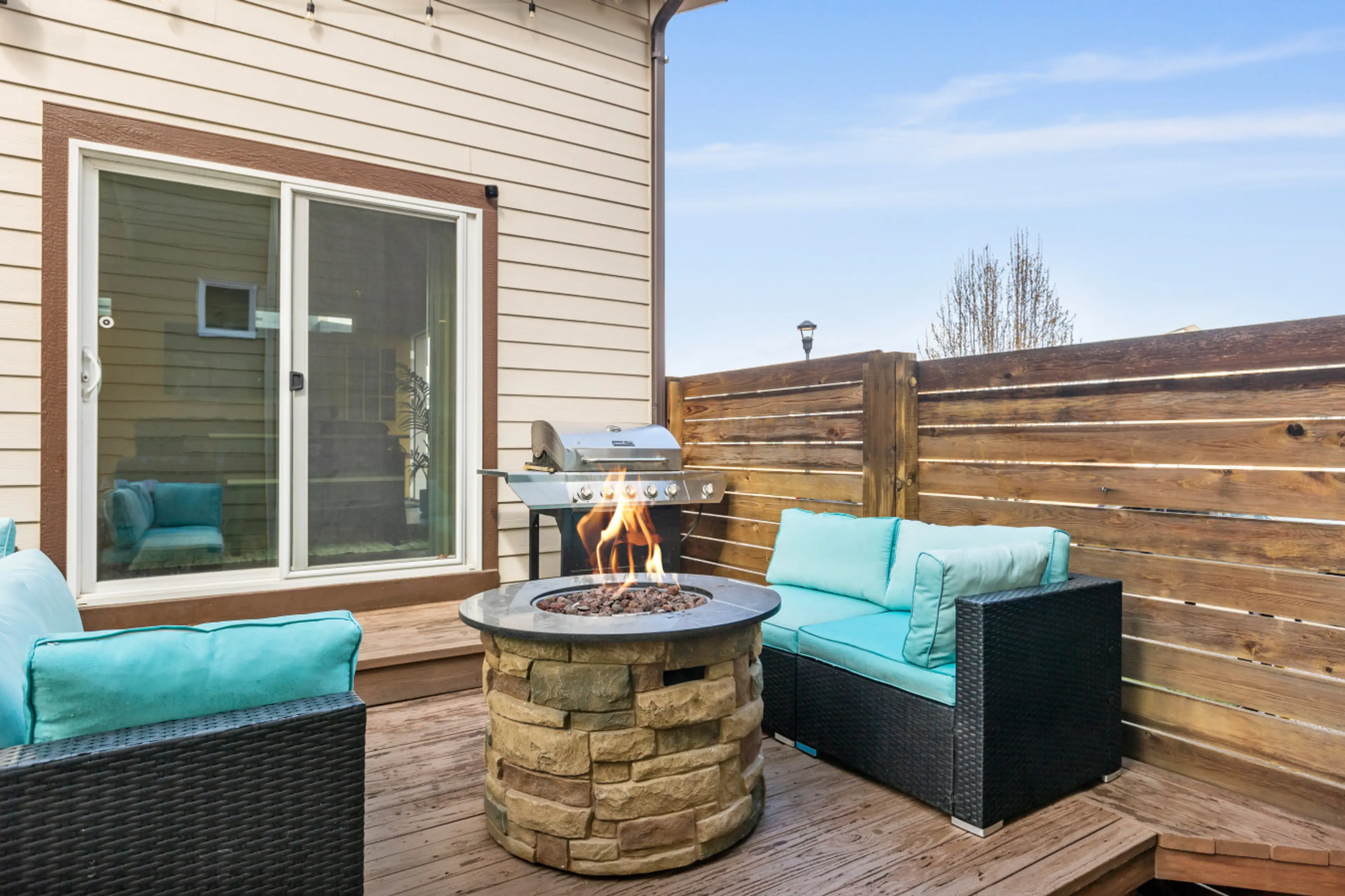 Private back yard and fire pit
