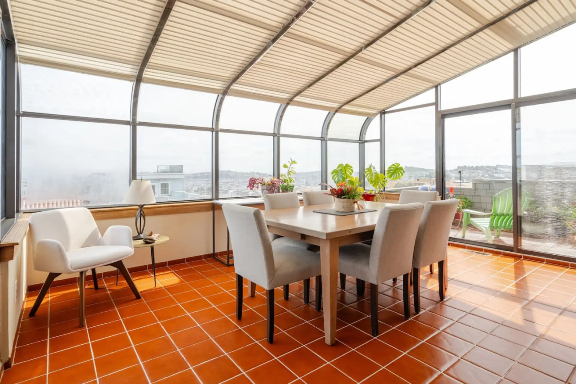 Our spacious dining area, designed for gatherings of up to six people with a breathtaking backdrop to every mealtime memory
