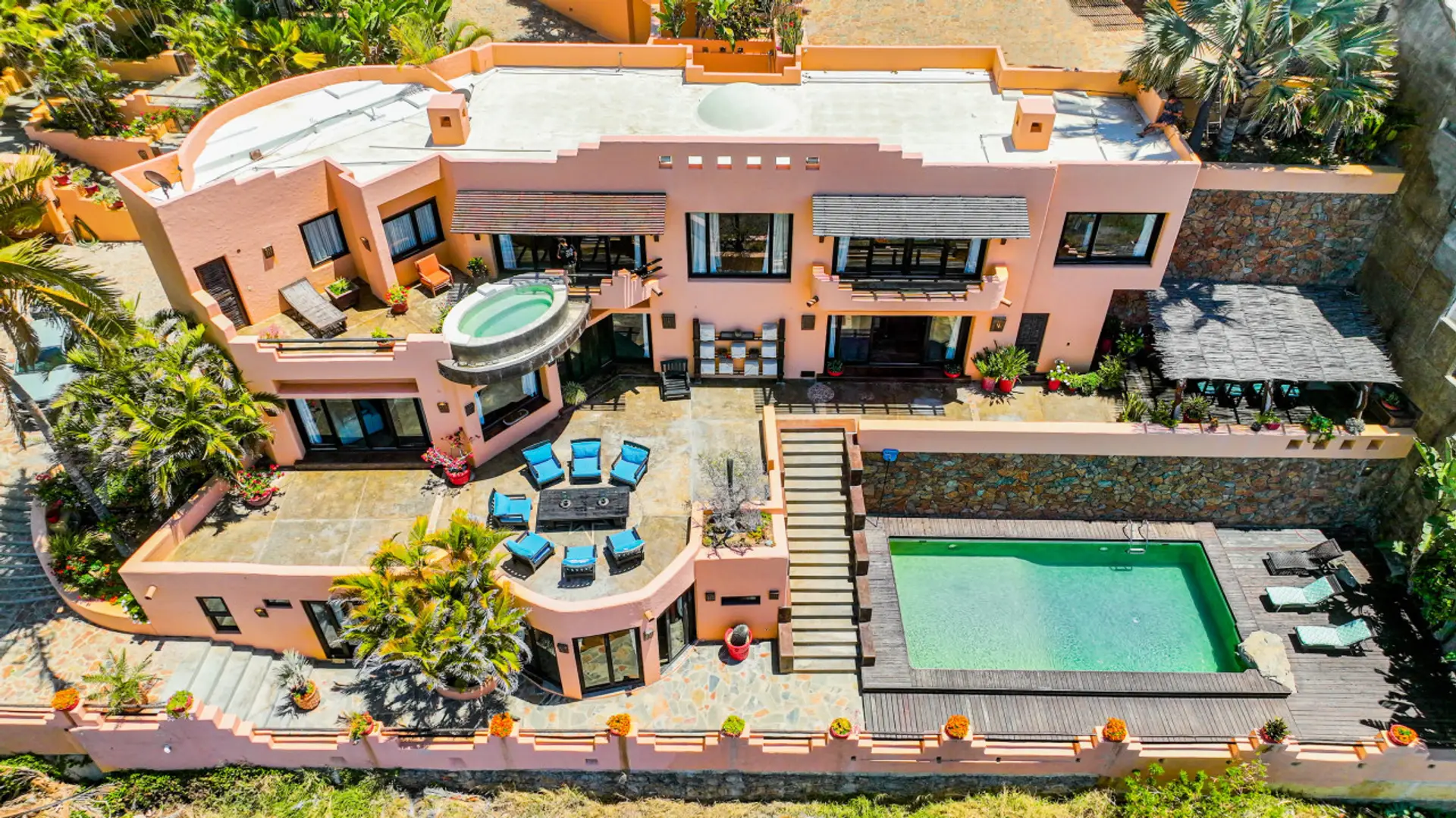 A luxurious house featuring a private pool, expansive terraces, and breathtaking architecture. Perfect for relaxation and unforgettable stays!