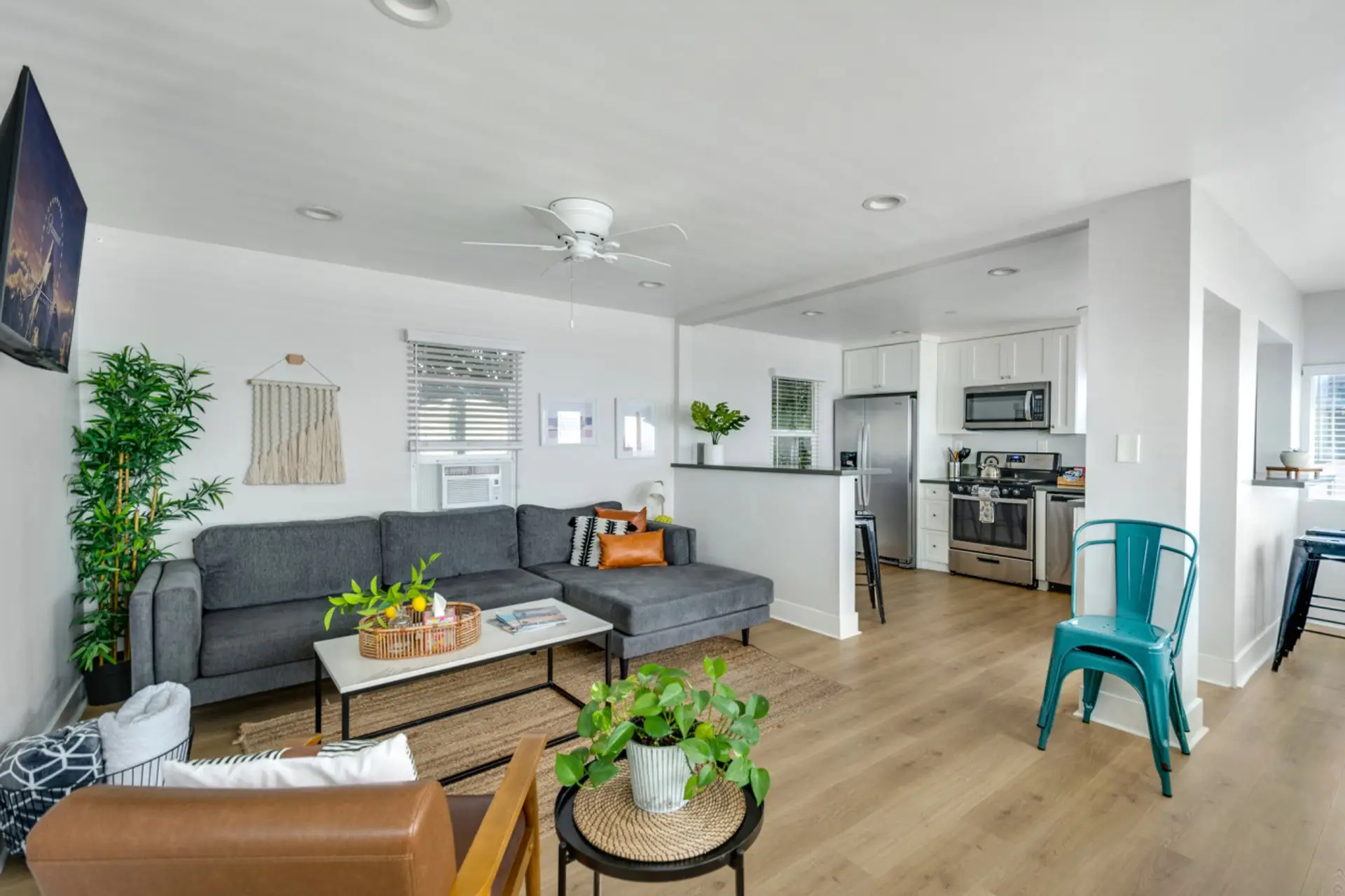 Living room and kitchen.
