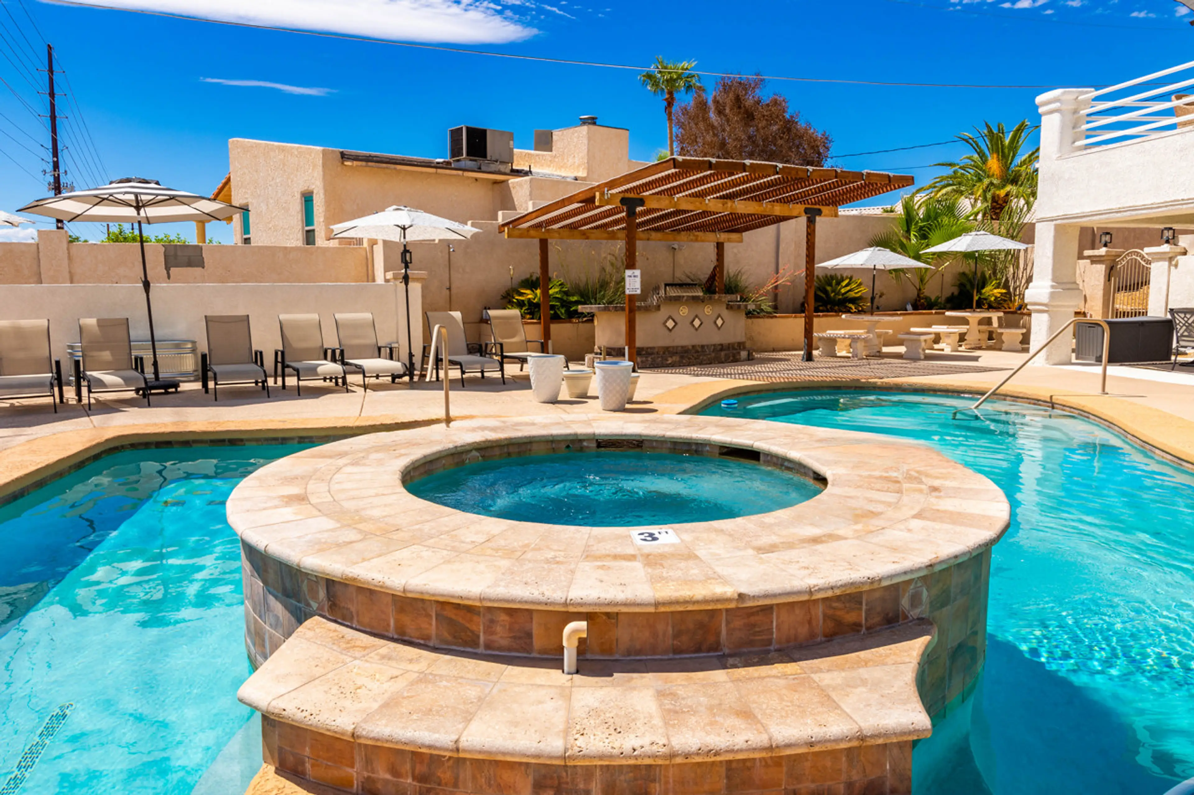 pool and hot tub for ultimate relaxation.