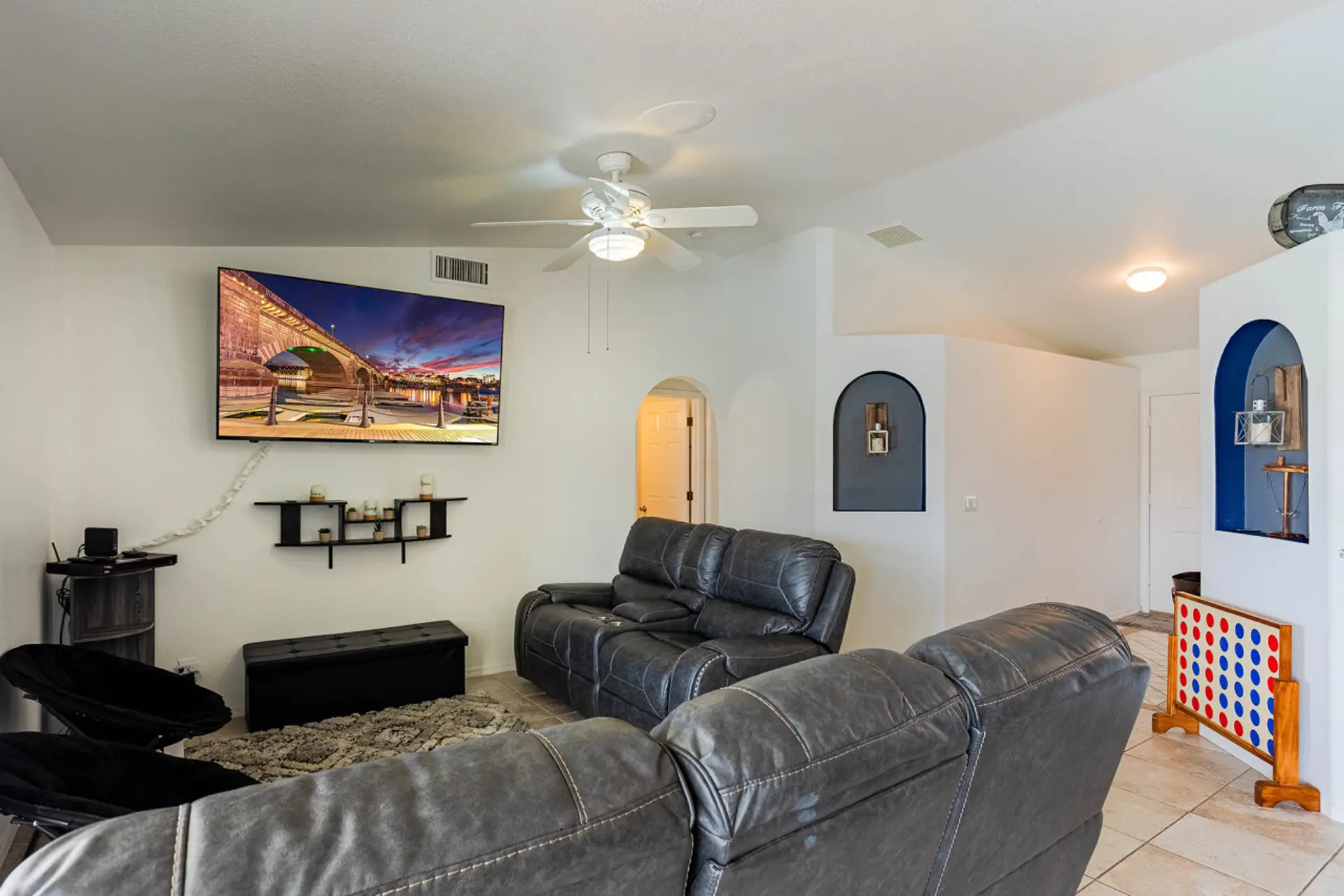 Living area with plenty of seating (reclining sofas)