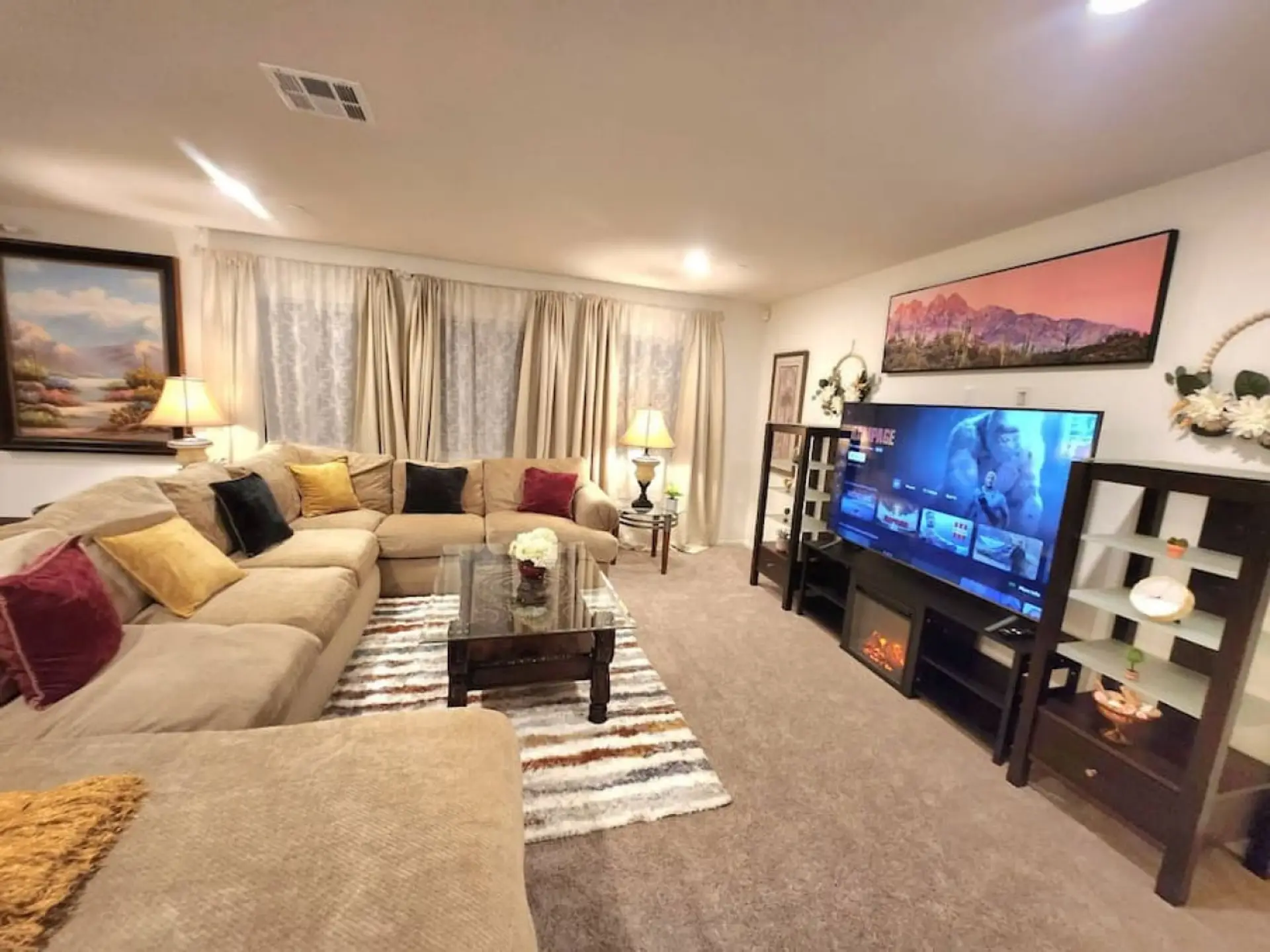 Living area with Large sectional couch
