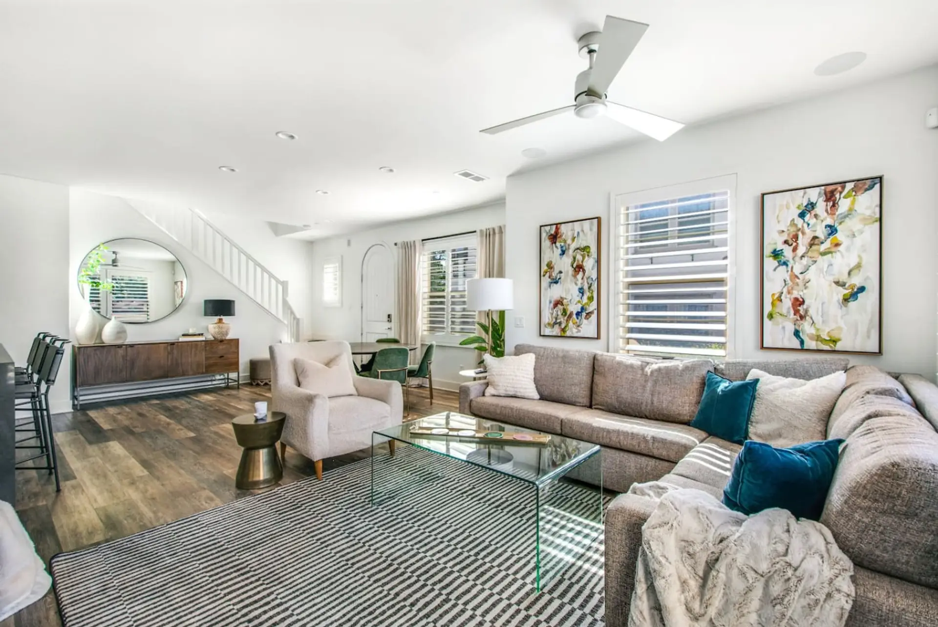 Open concept living room/dining room, Smart TV (login to own streaming apps)