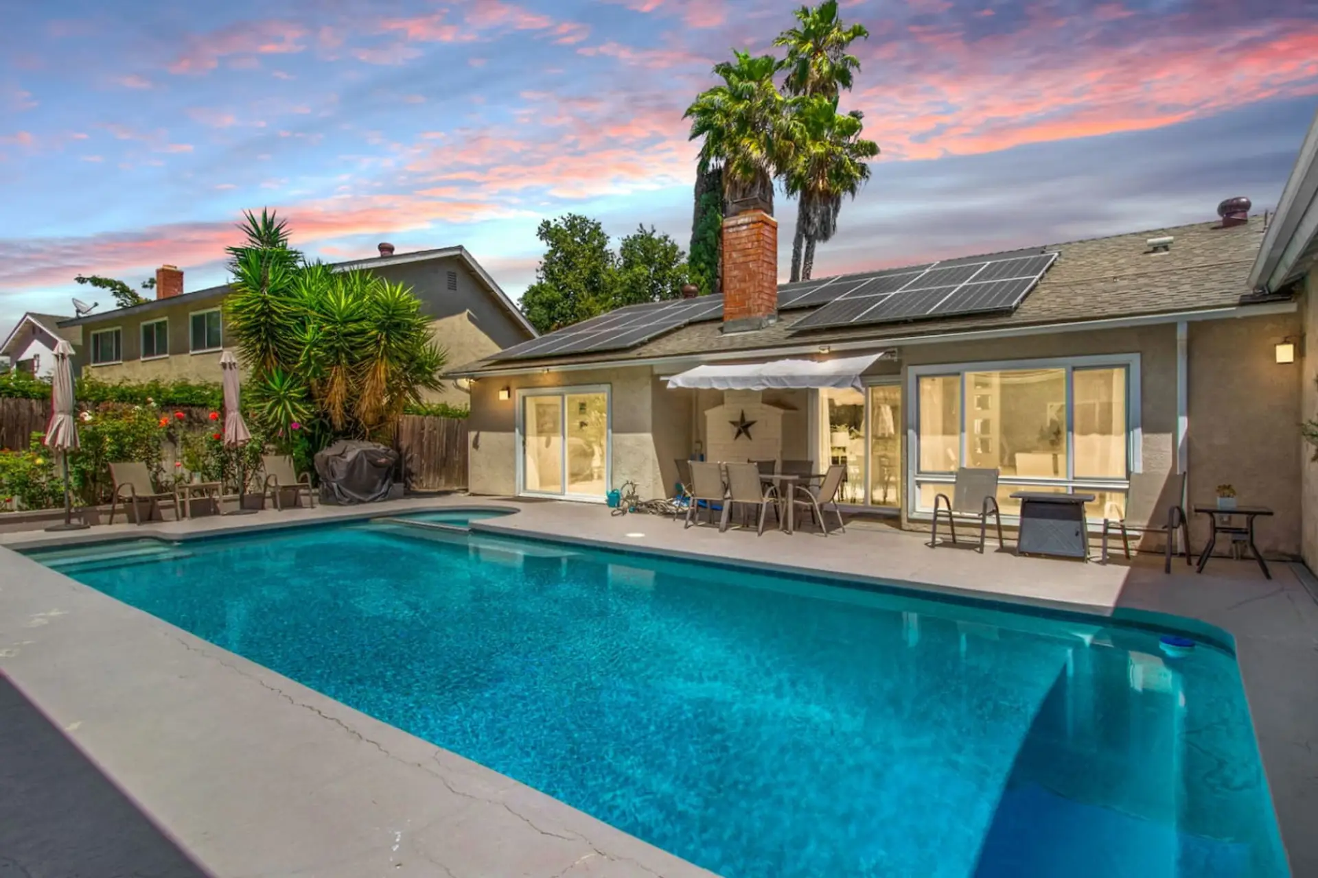Soak up the sun or dine al fresco with a heatable pool, spa, loungers, and shaded seating.”