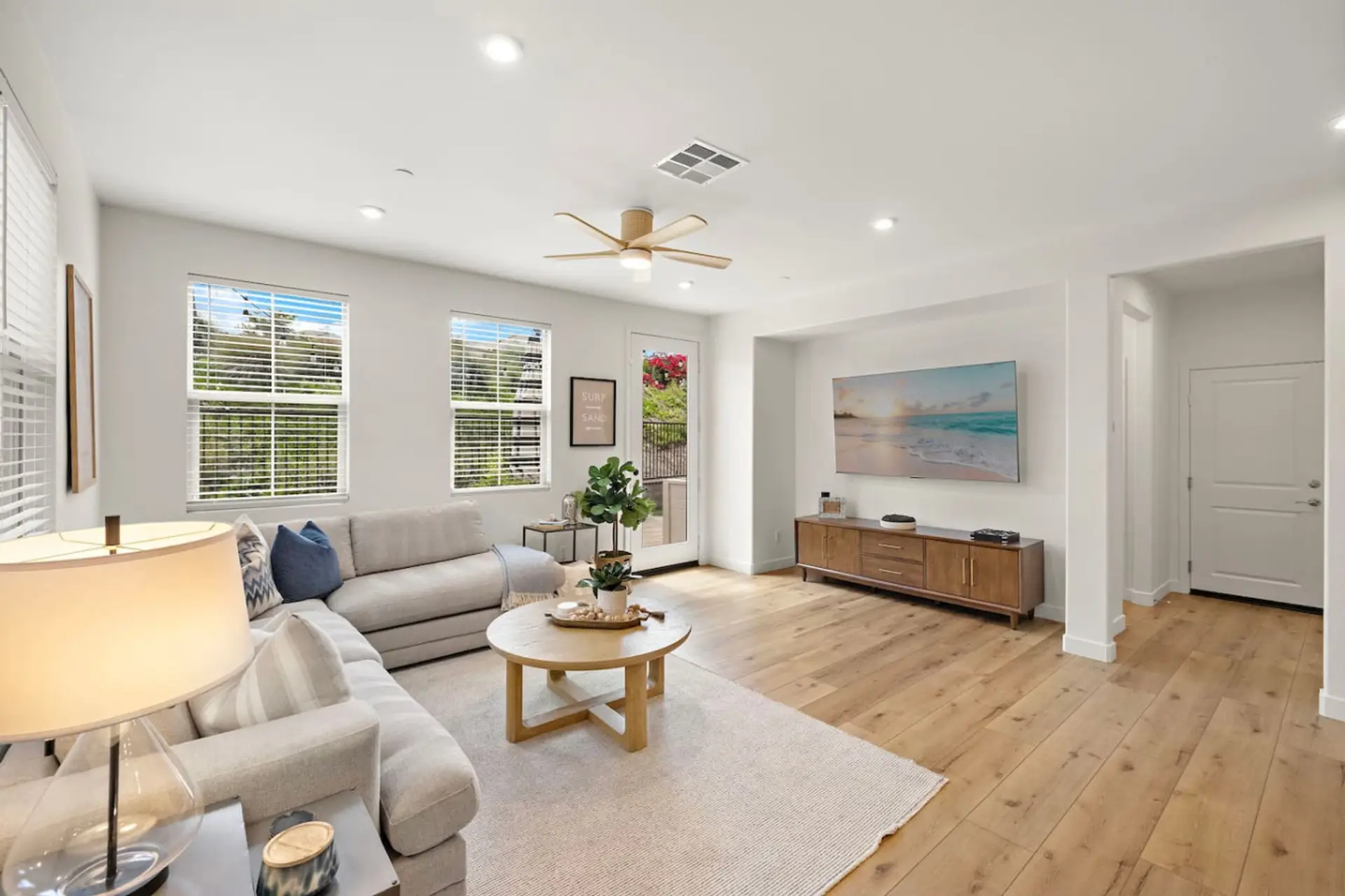 Bright, open-concept living area perfect for family movie nights.