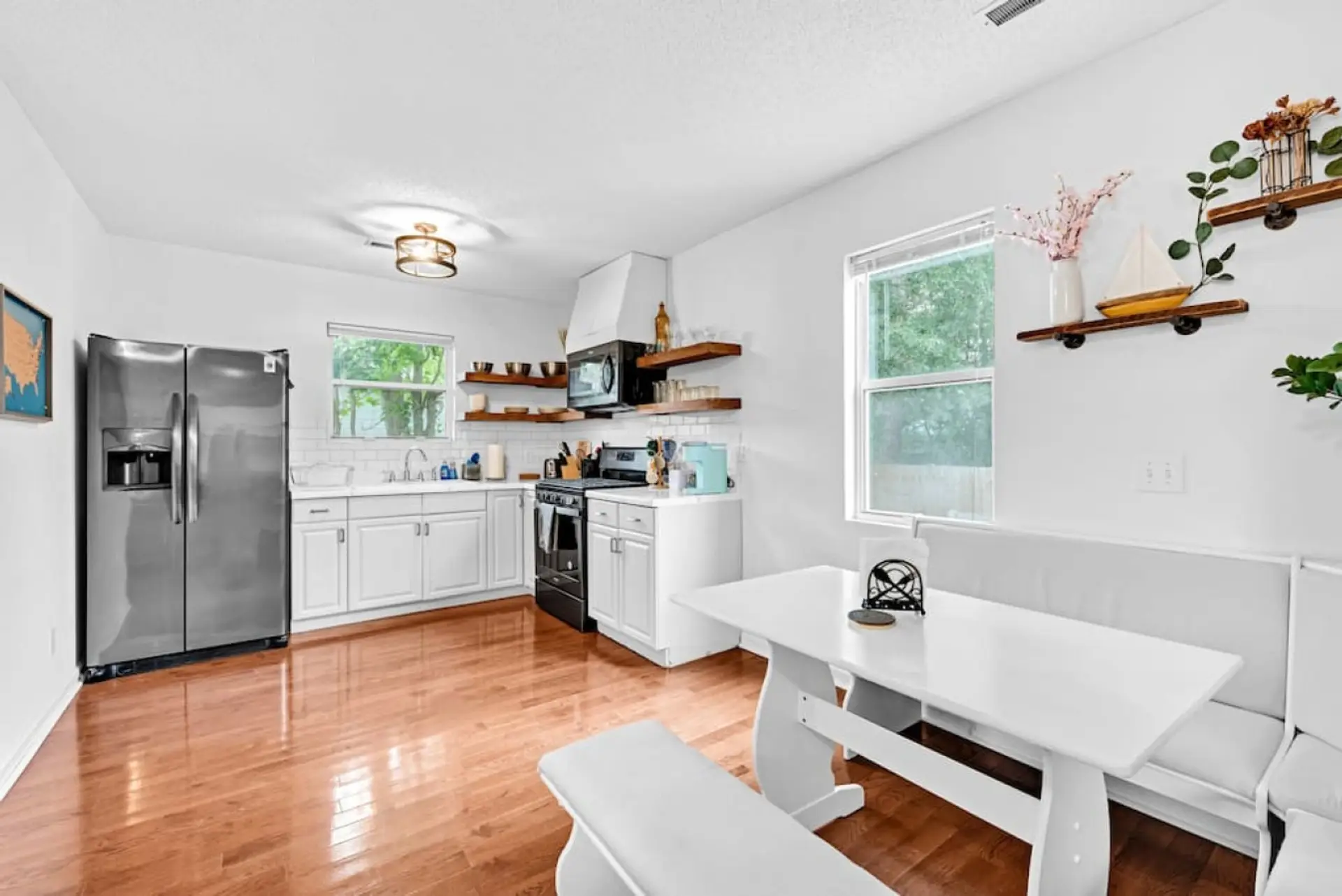 A bright, fully stocked kitchen with plenty of counter space - because sometimes you need a break from Charleston's restaurant scene and just want to cook breakfast in your PJs.