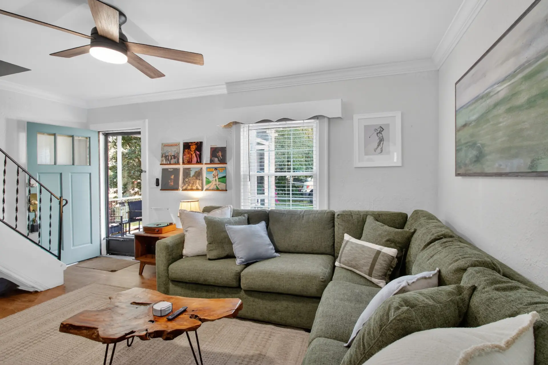 Sink into the oversized sectional after a day at Folly Beach - there's room for everyone to spread out with a book or gather for movie night