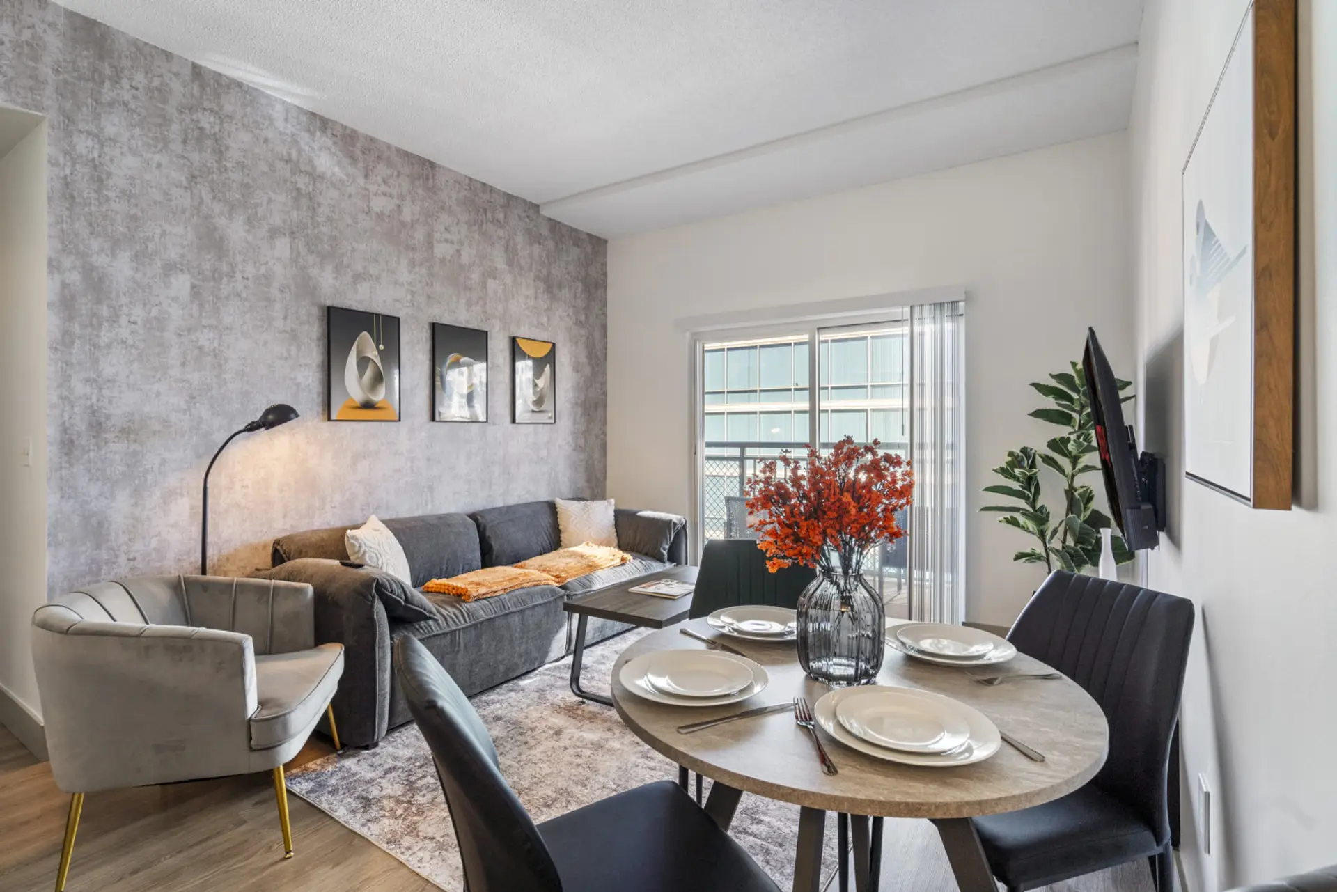 Elegant 3 bedroom, 2 bathroom apartment complete with a full kitchen, Living Area, AC, desk, TV, washer/dryer, balcony, & much more!
