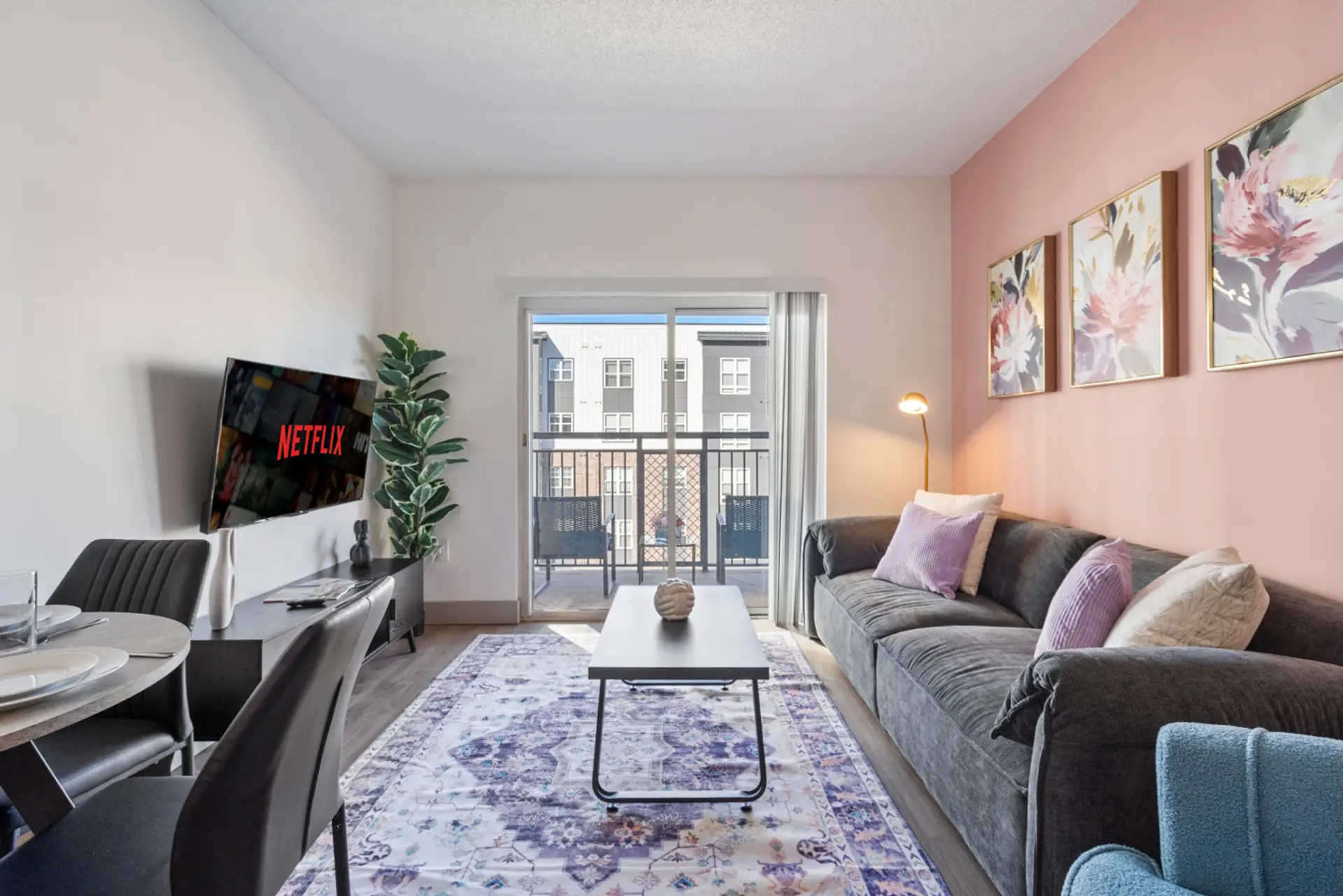 Beautiful 4 bedroom, 2 bathroom apartment complete with a full kitchen, Living Area, AC, desk, TV, washer/dryer, balcony, & much more!