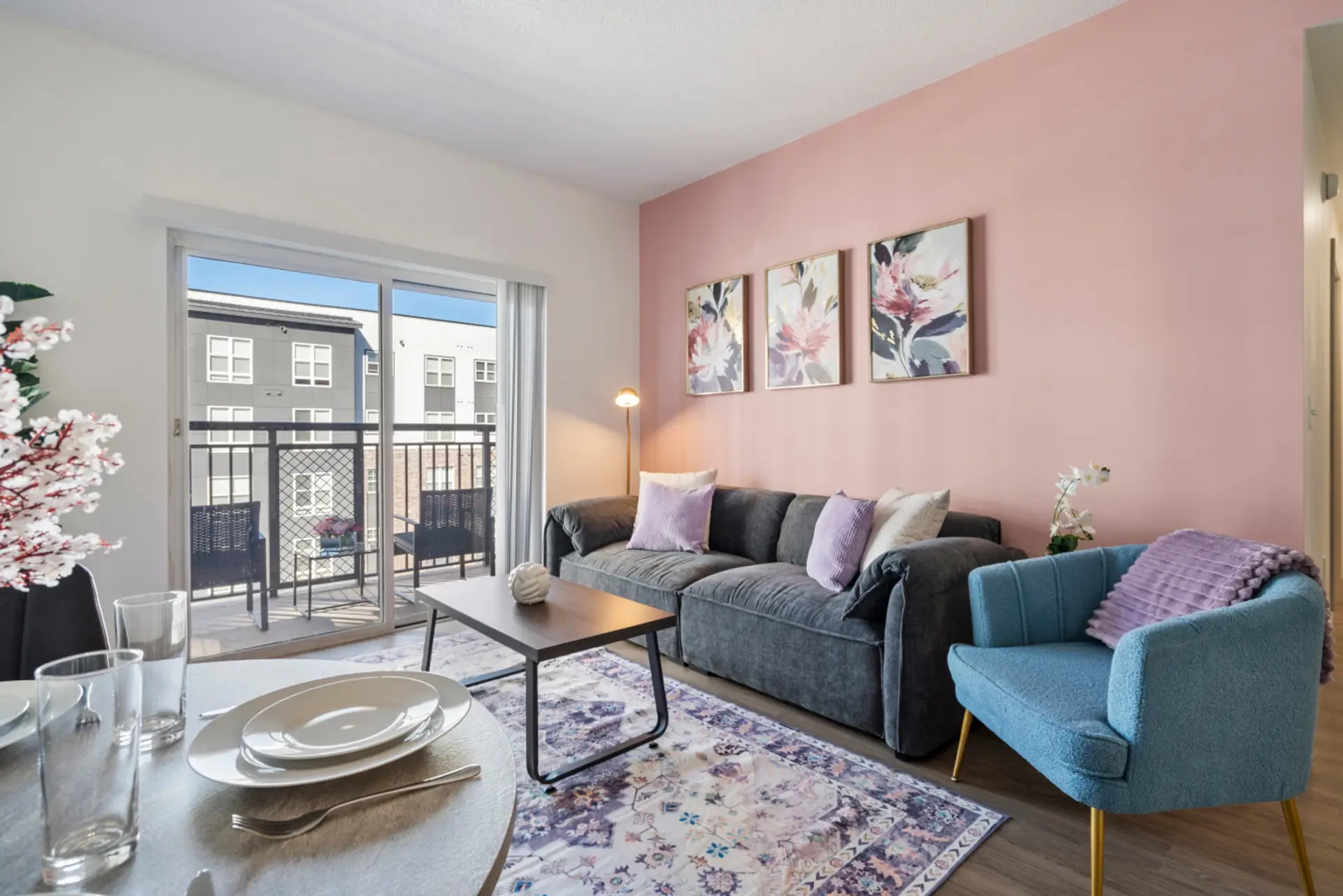 Unwind in the spacious living area complete with a comfy couch to relax after a long day exploring the city!