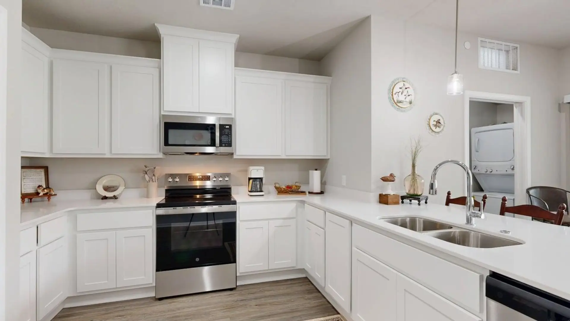 Modern kitchen with stainless steel appliances