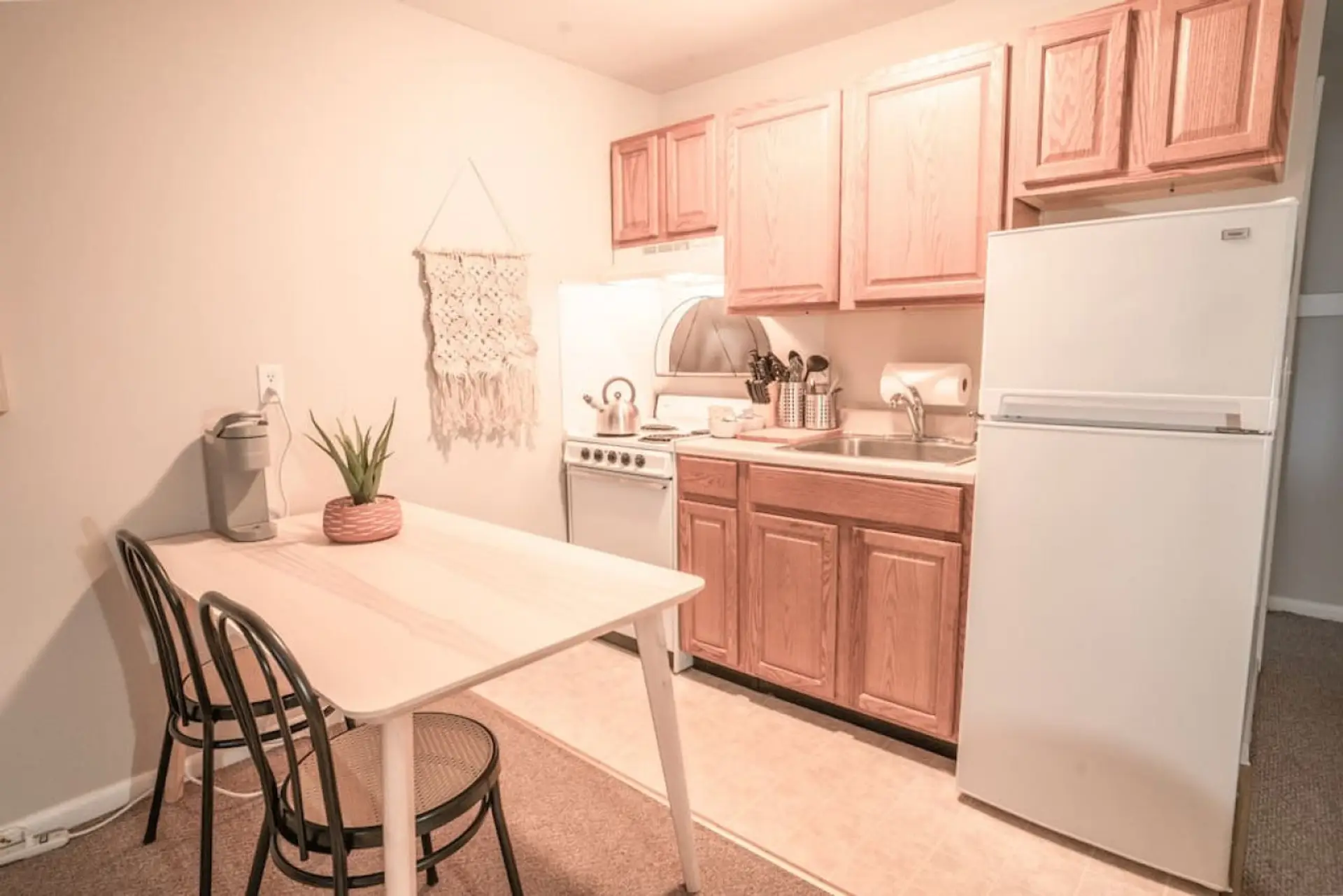 Enjoy a home-cooked meal in our cozy kitchen.