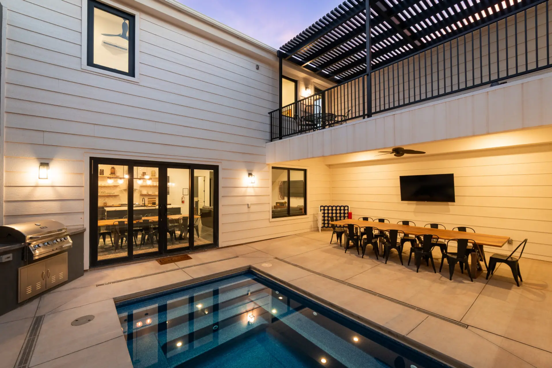 2 Pools at this home, Outside courtyard, BBQ, Sitting area
