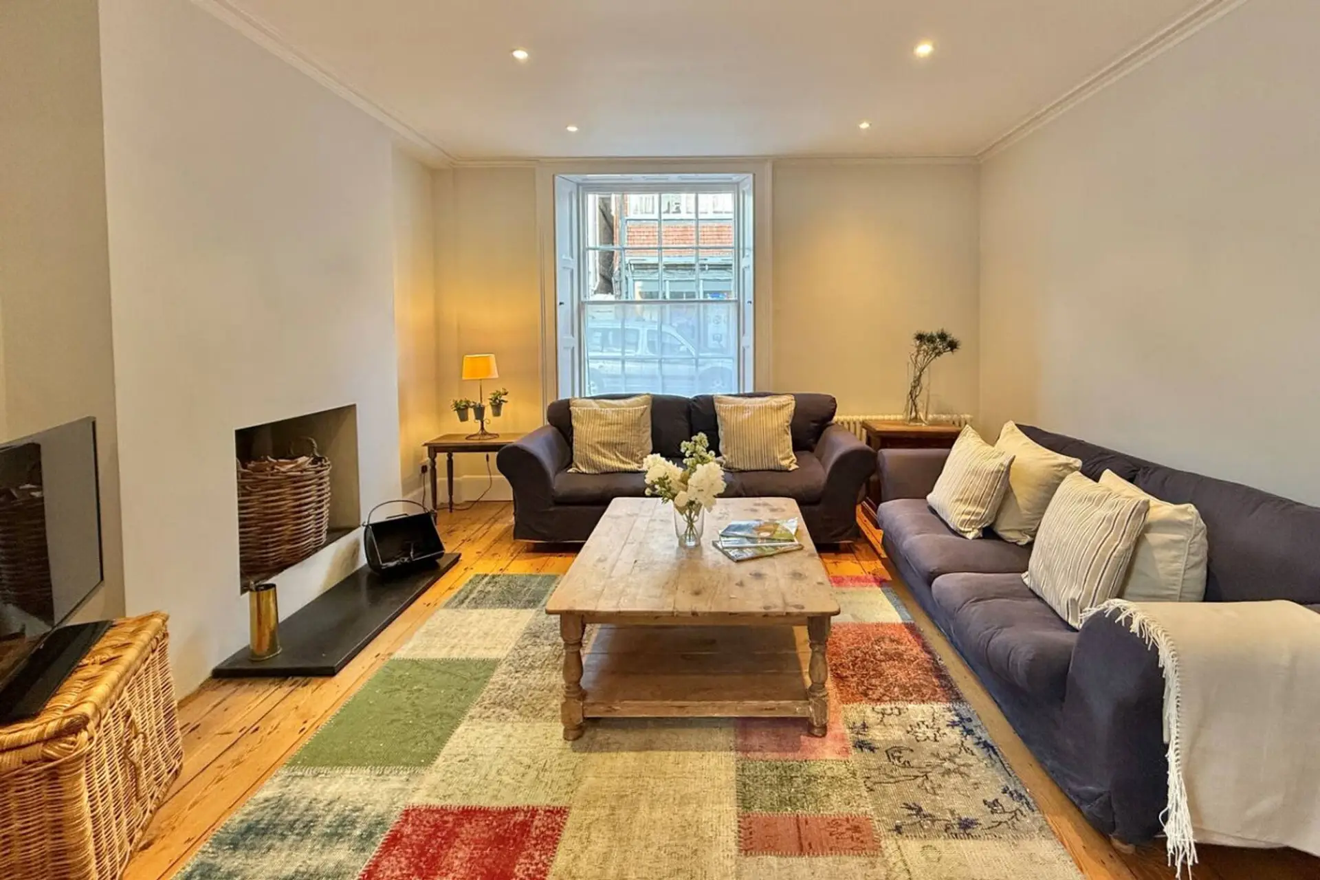 Comfy and spacious lounge with smart TV