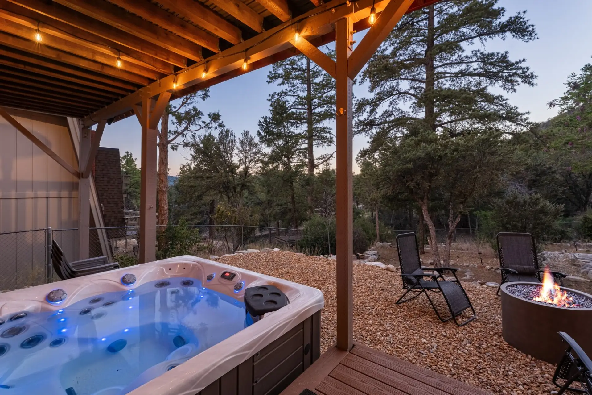 Hot tub on lower deck patio