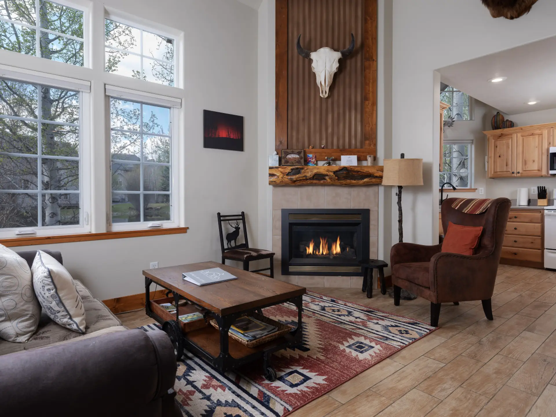 Living room with fireplace