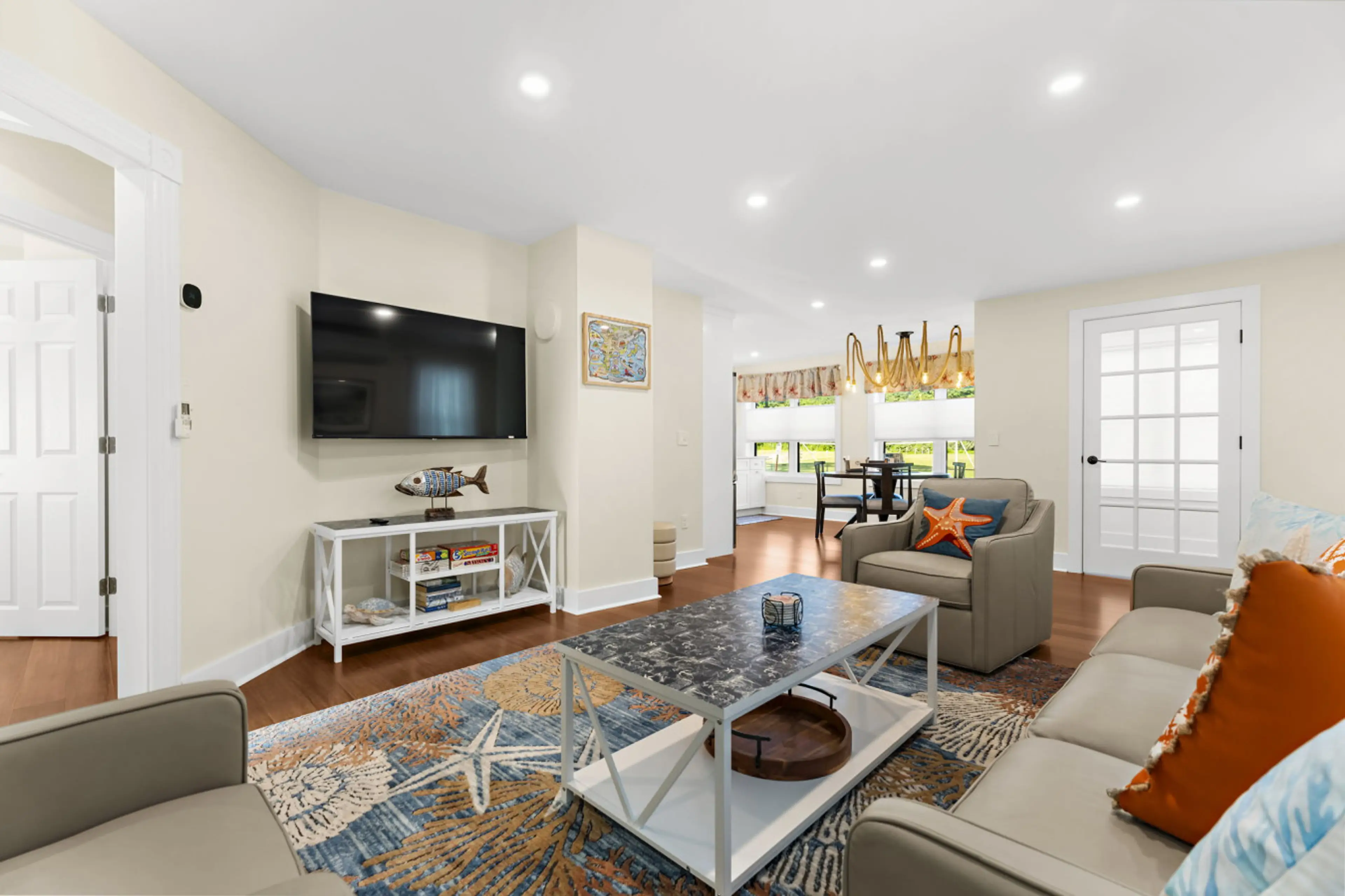 Comfortable Family Room with Smart TVComfortable Family Room with Smart TV