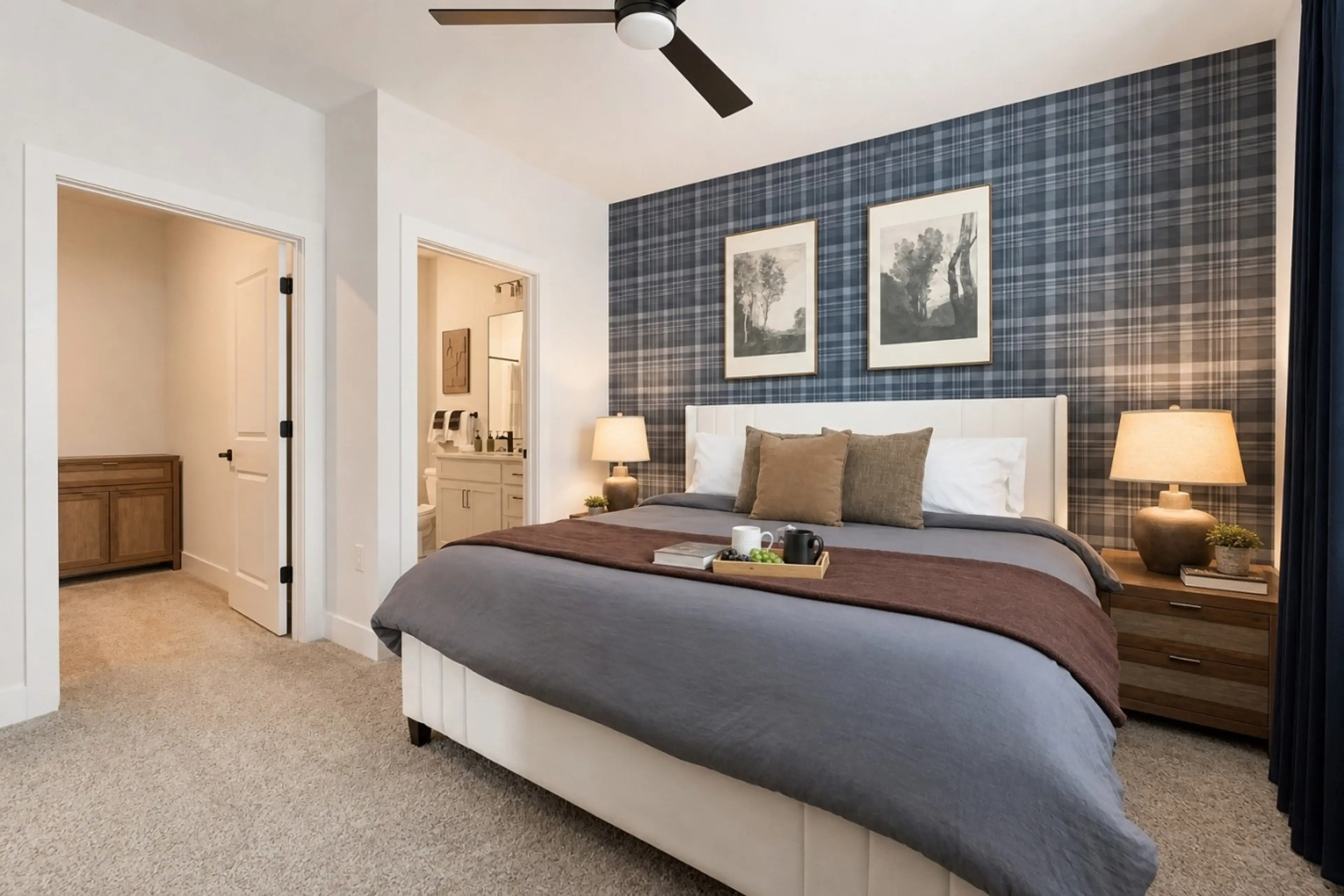 Spacious master bedroom, featuring a king-size memory foam mattress and a private en-suite bathroom for added comfort and convenience
